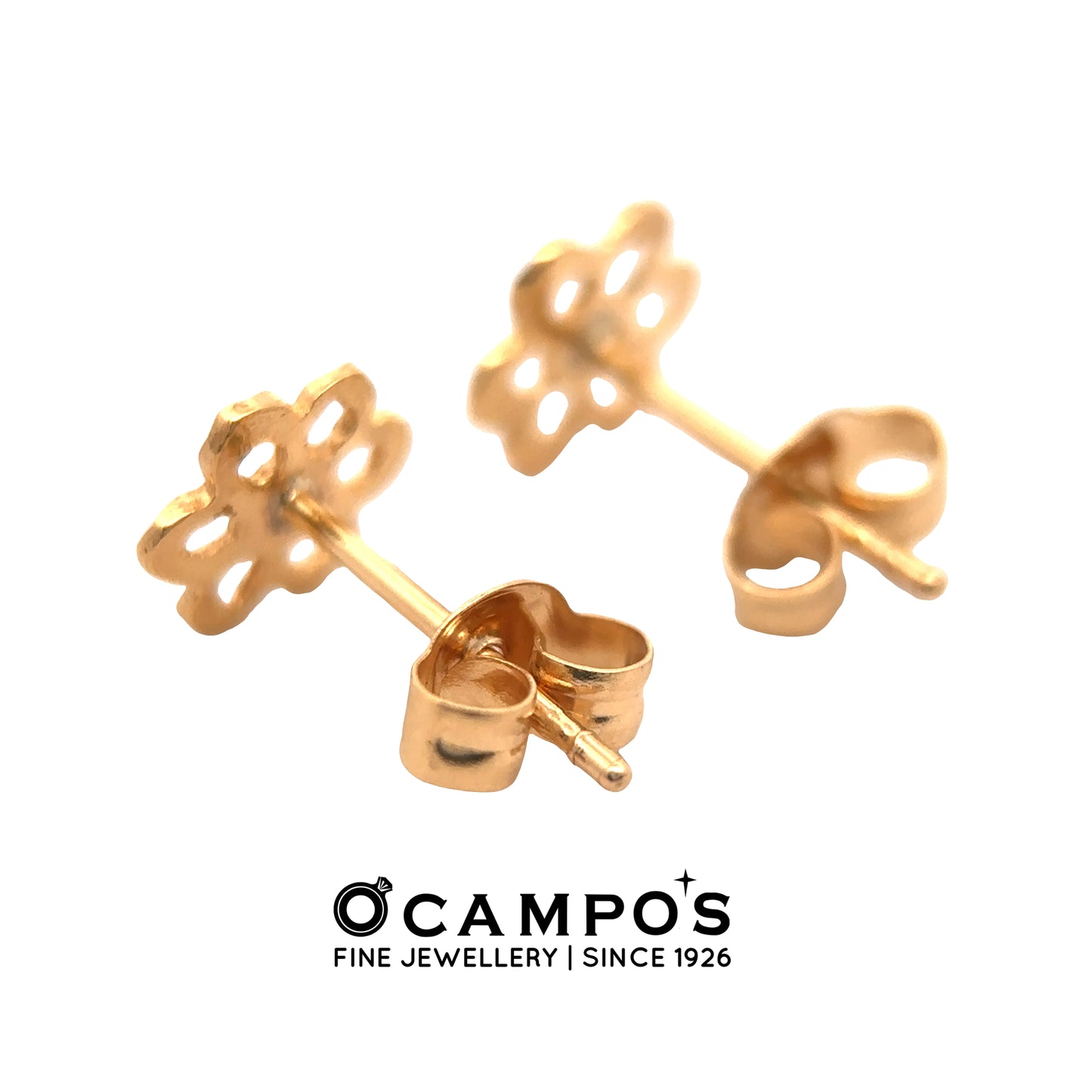 Dorelle 18 Karat Yellow Gold Stud Earring Flower Design