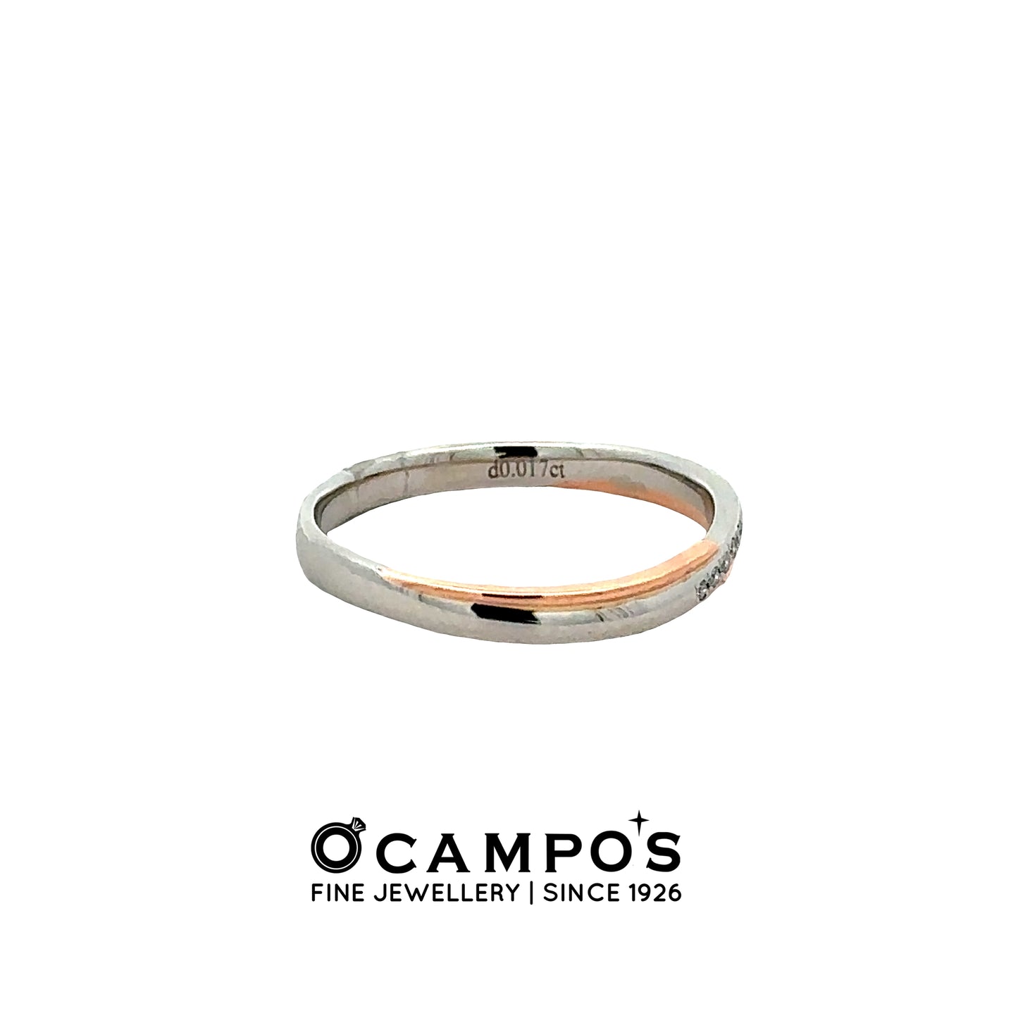 Cassara 2 Tone Platinum Wedding Ring .017 Carat Diamond S-6