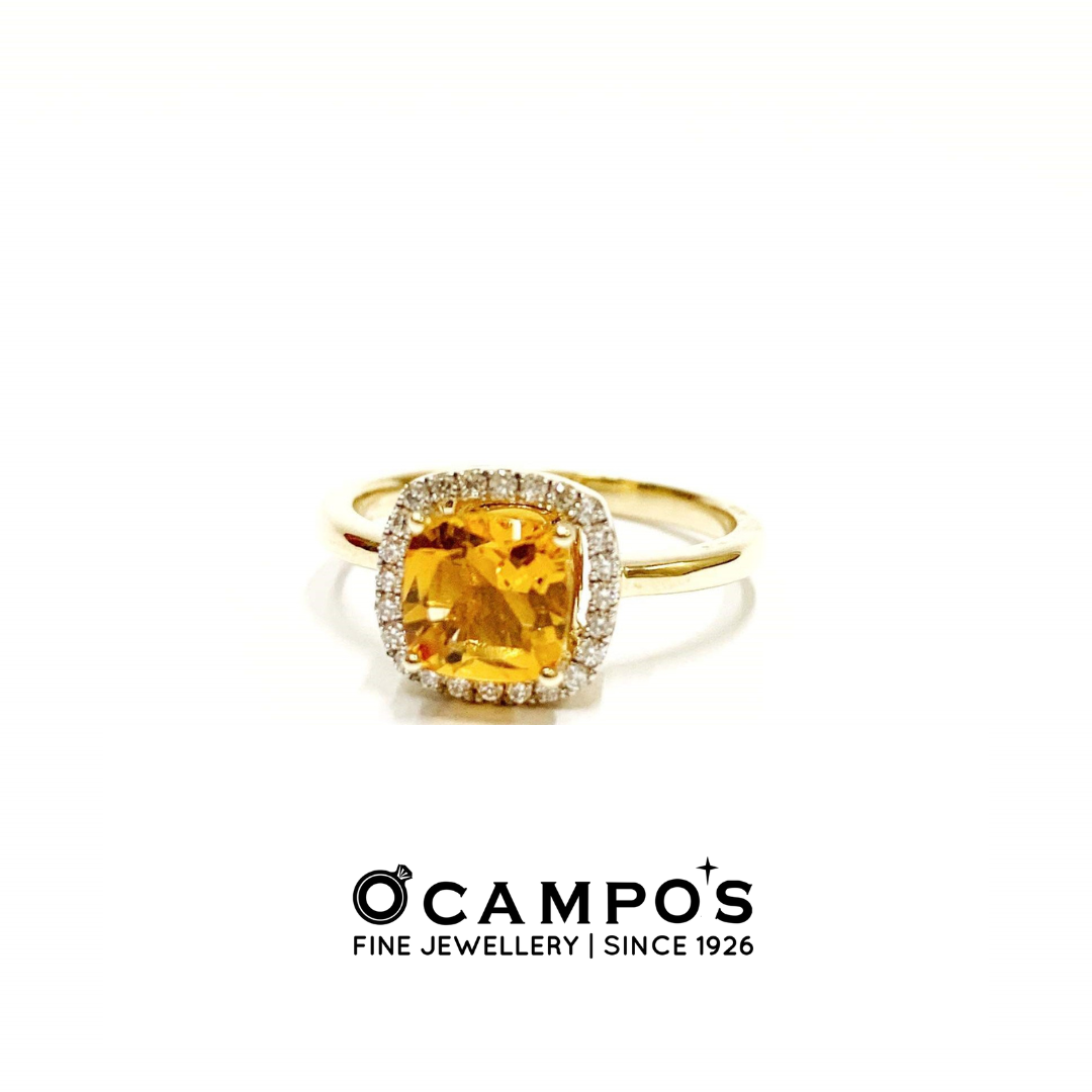 Citrine Celeste with Diamonds Ring