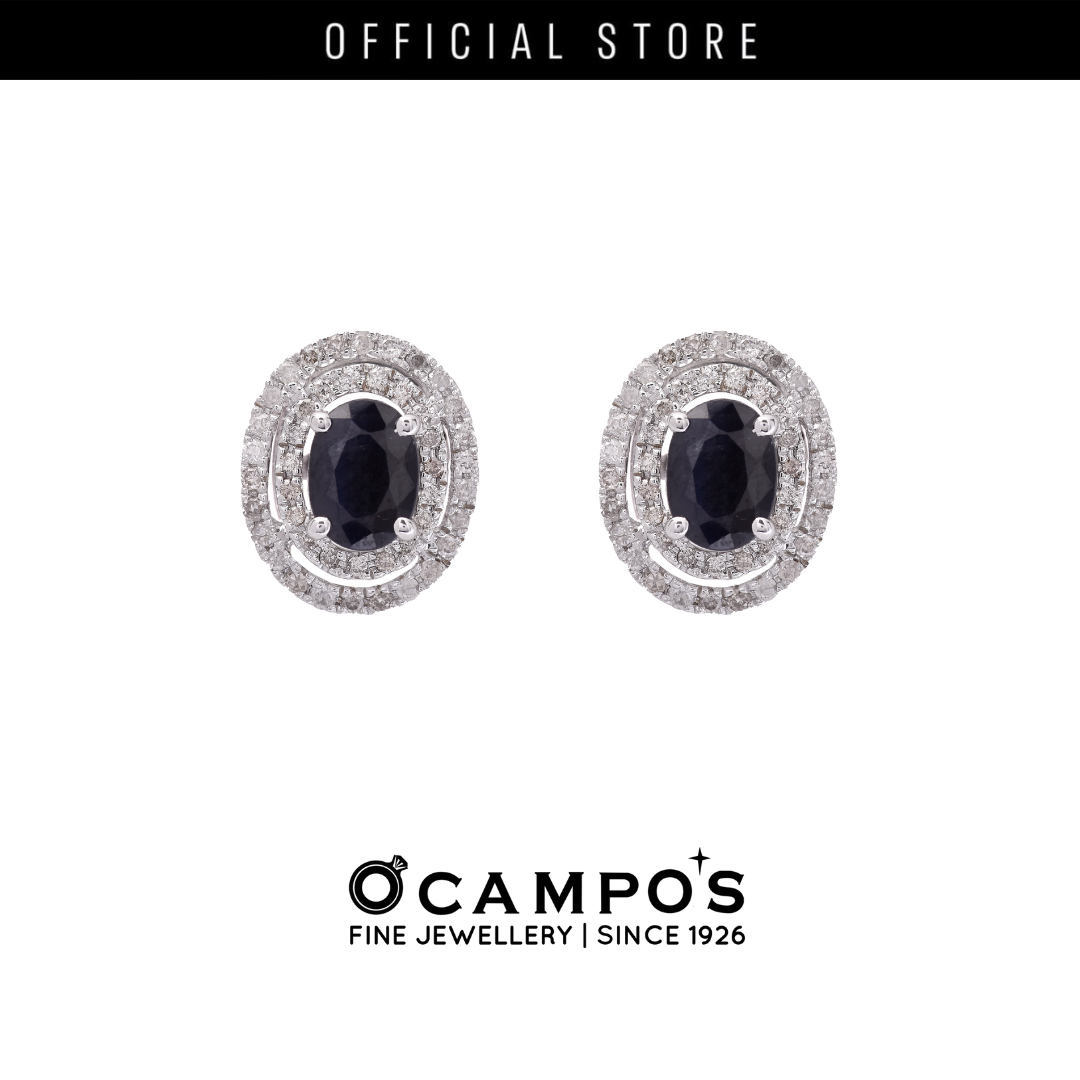 Blue Sapphire Celeste with Diamonds Earrings