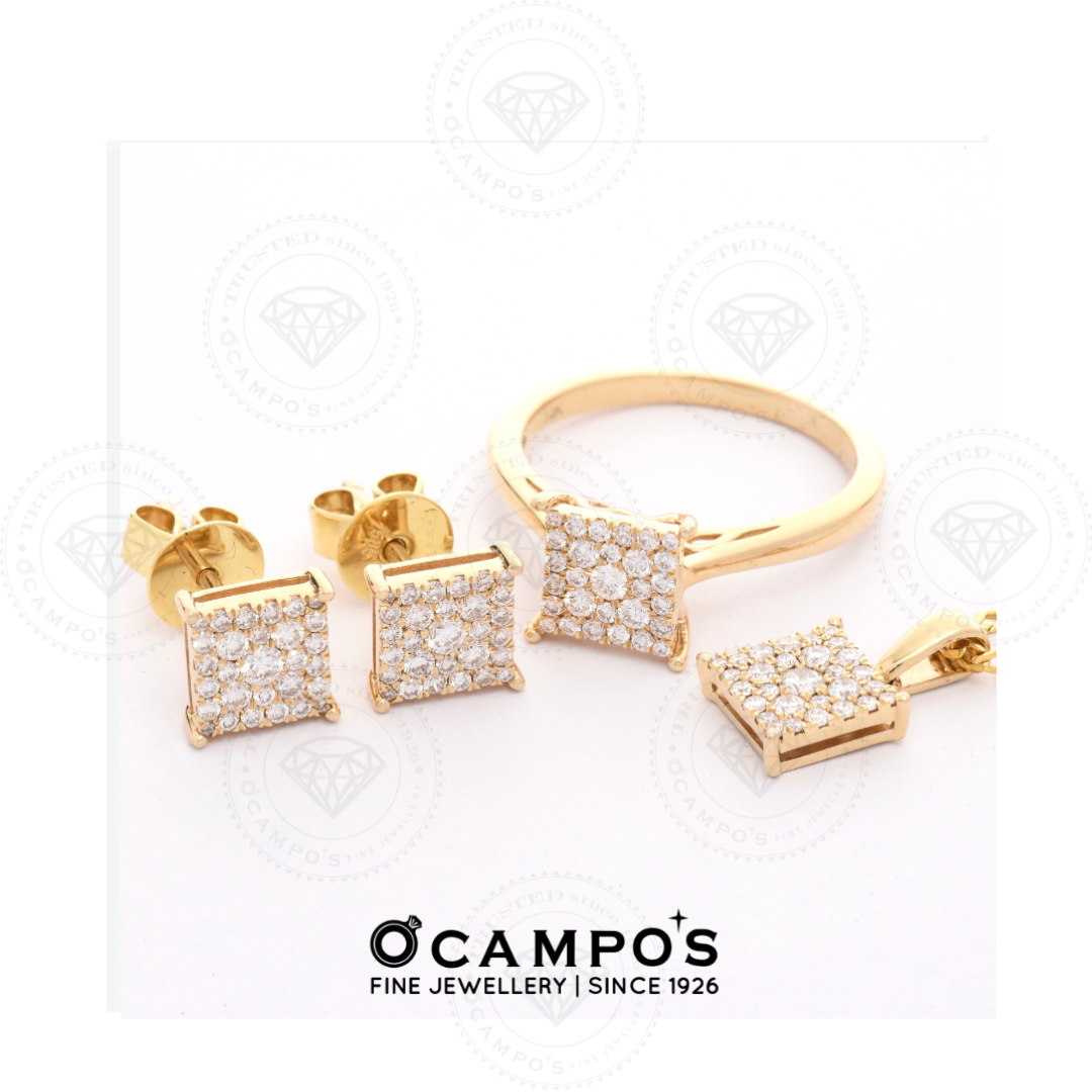 Duchess Illusion Diamond Earrings - Yellow Gold