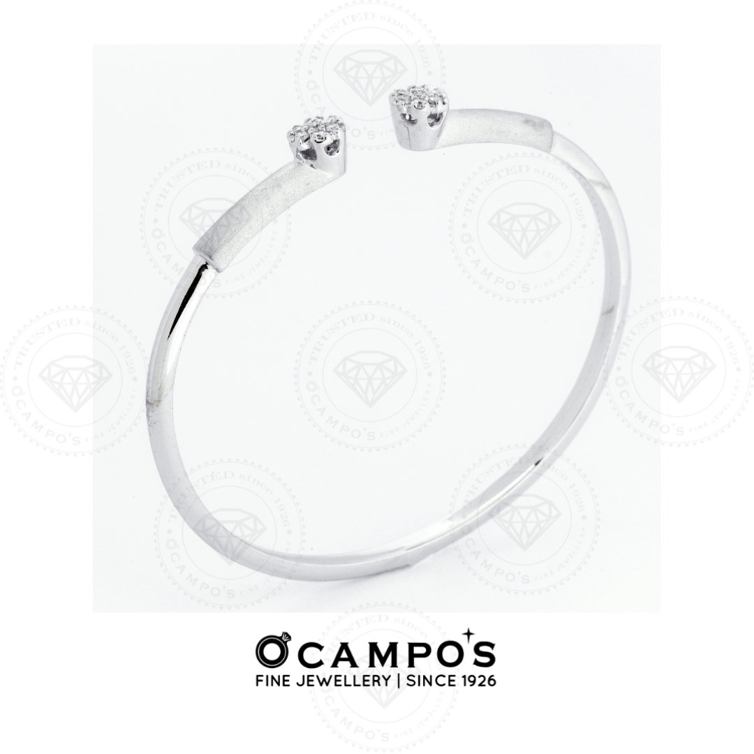 Dahlia Diamond Bangle - White Gold