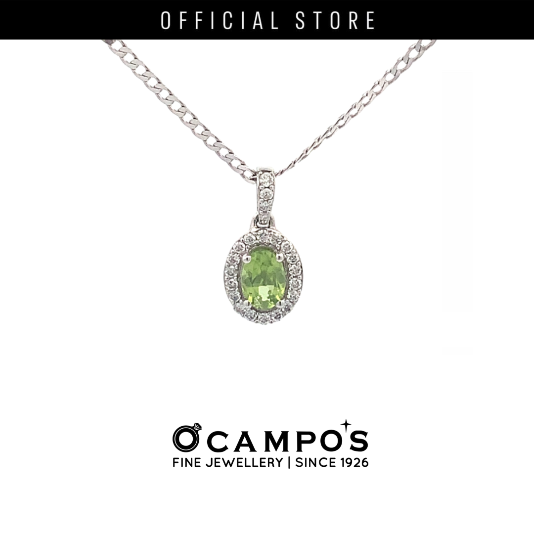 Celeste Cushion Cut Peridot with Halo Diamonds Pendant