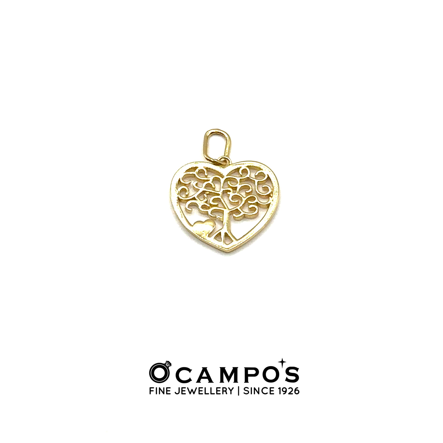 Ophelia 18 Karat Yellow Gold Heart Pendant With Tree Design