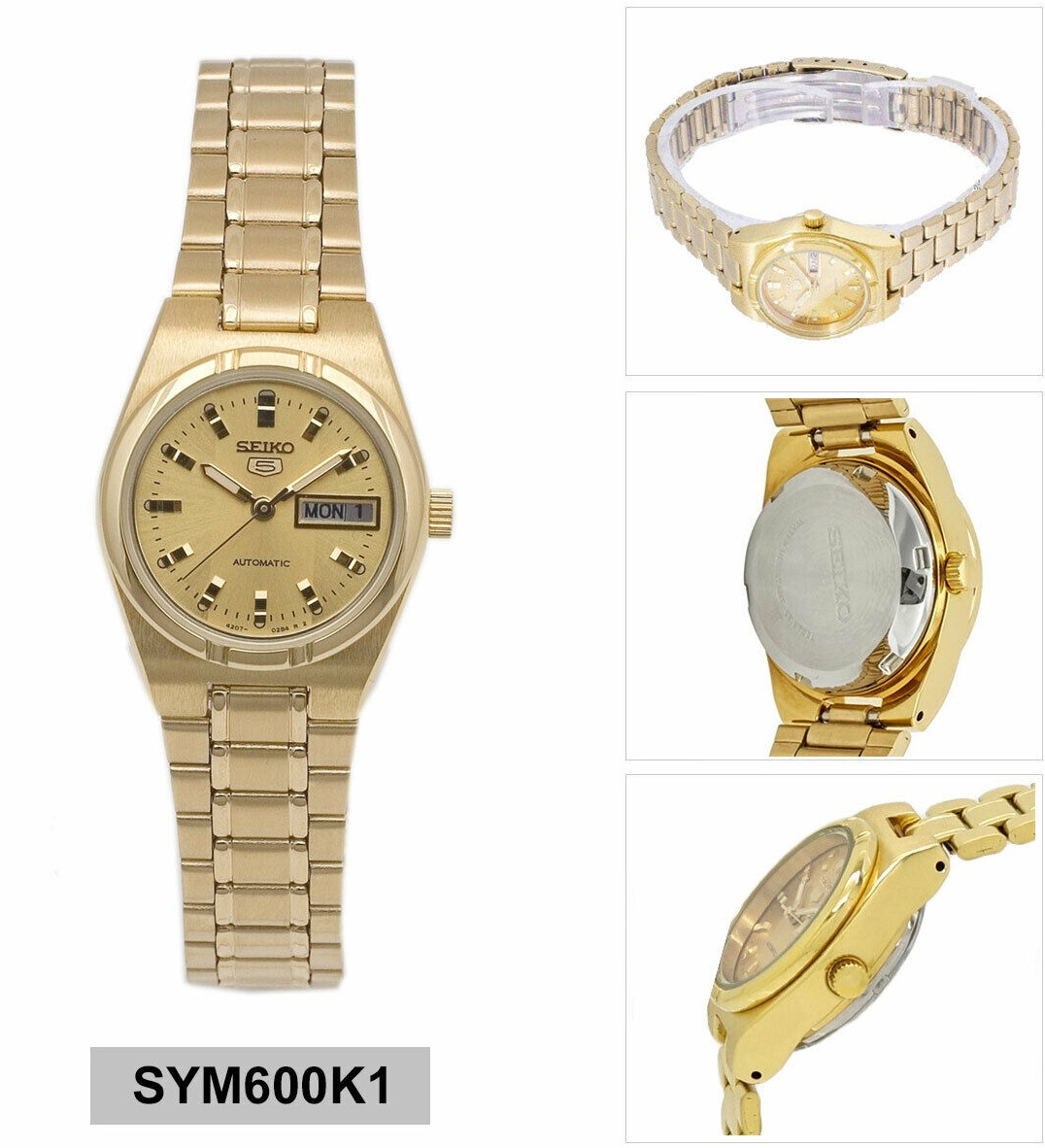 Seiko 5 Gold Tone Ladies Automatic Watch SYM600K1