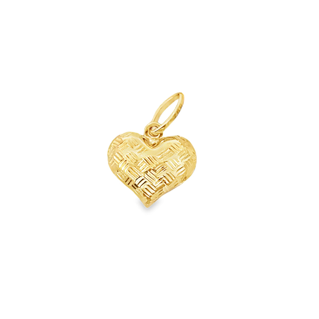 Orlianne Yellow Gold Pop Heart Pendant Diamond Cut
