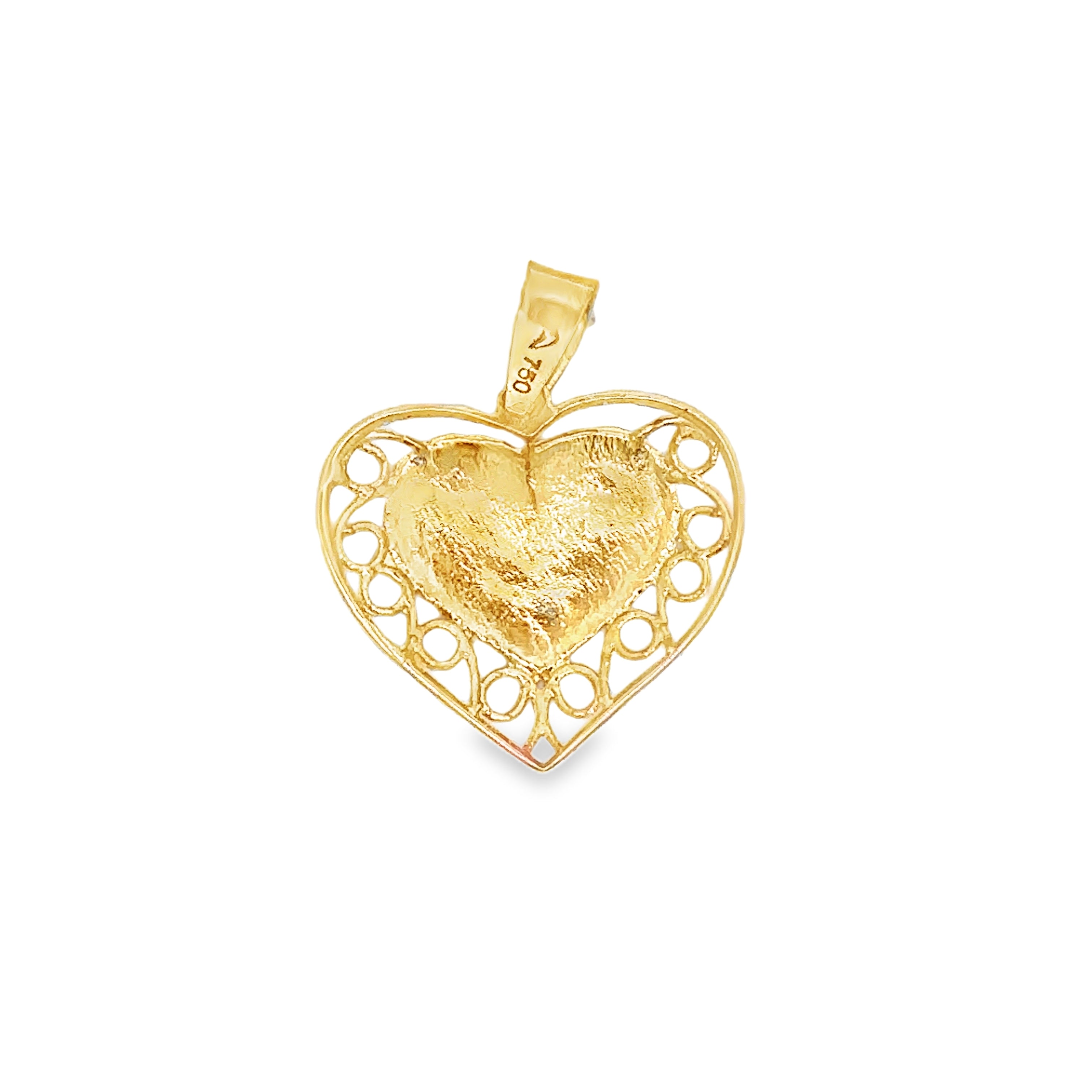 Corvielle Yellow Gold Heart Pendant Open Back Matt