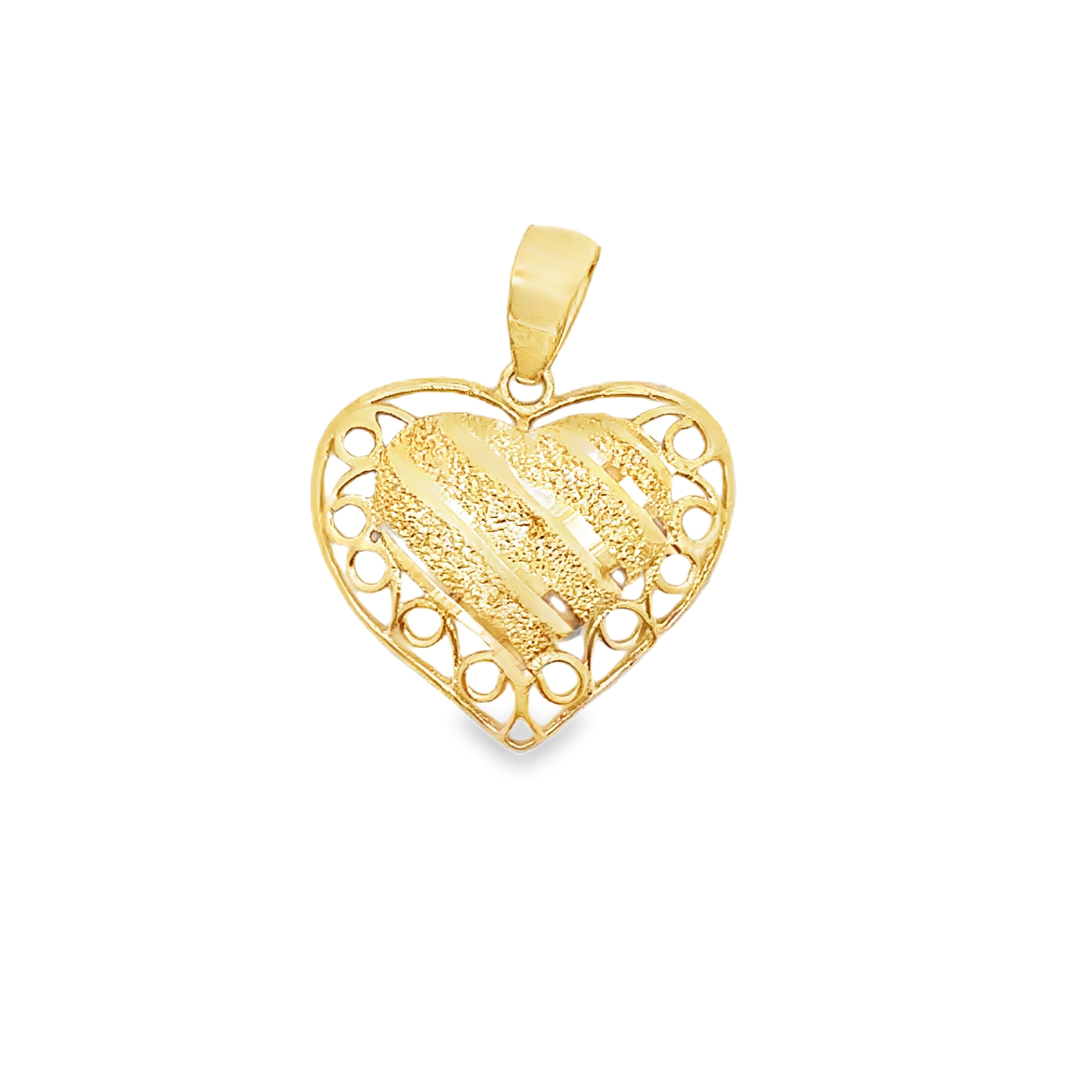Corvielle Yellow Gold Heart Pendant Open Back Matt
