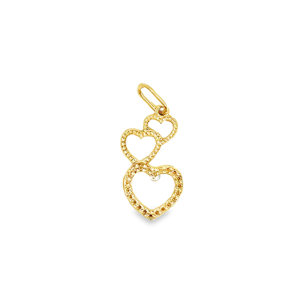 Noreya Yellow Gold Triple Heart Pendant