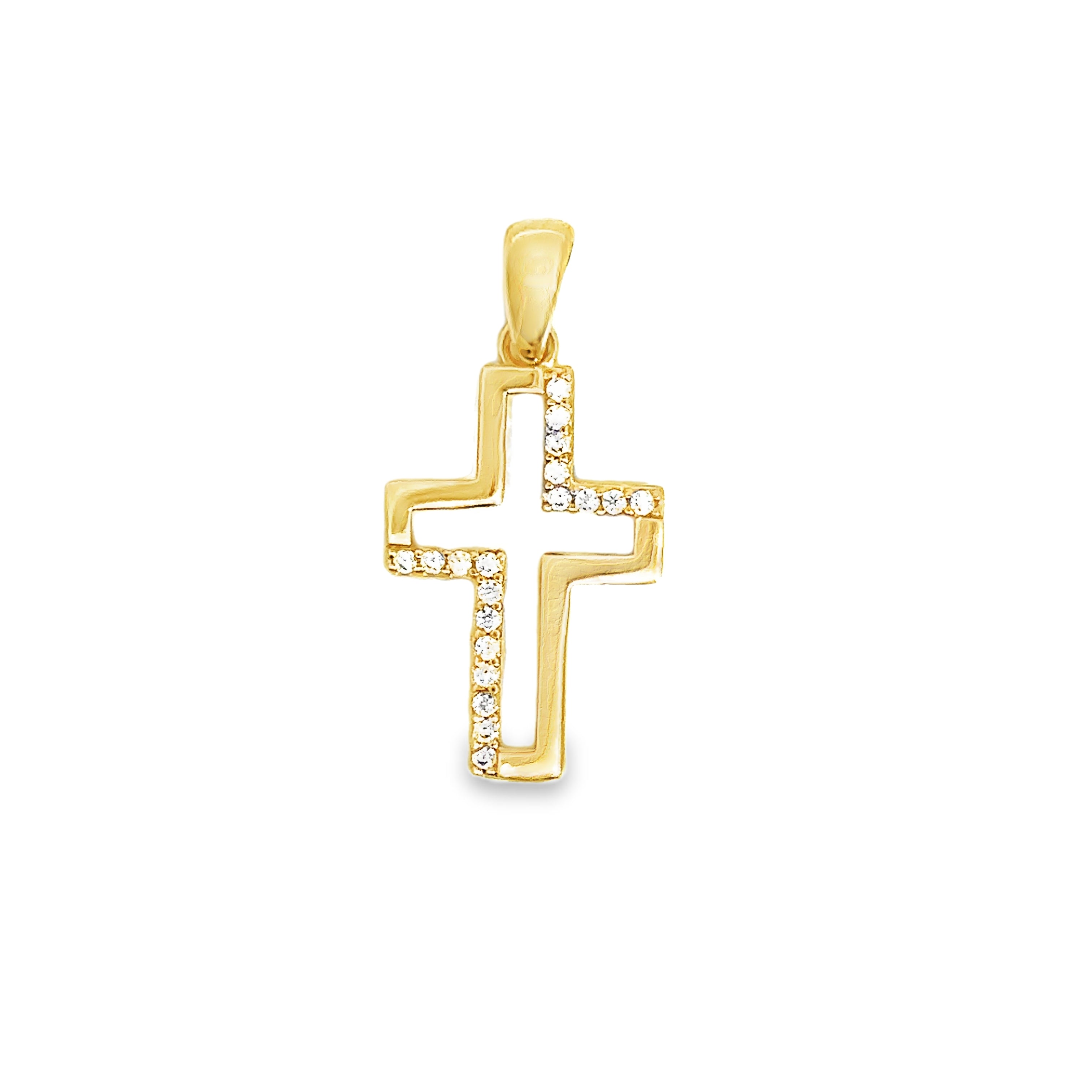 Kaelise Yellow Gold Open Cross Pendant