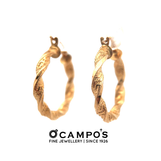 Avara 18 Karat Yellow Gold Loop Earring Twisted Design