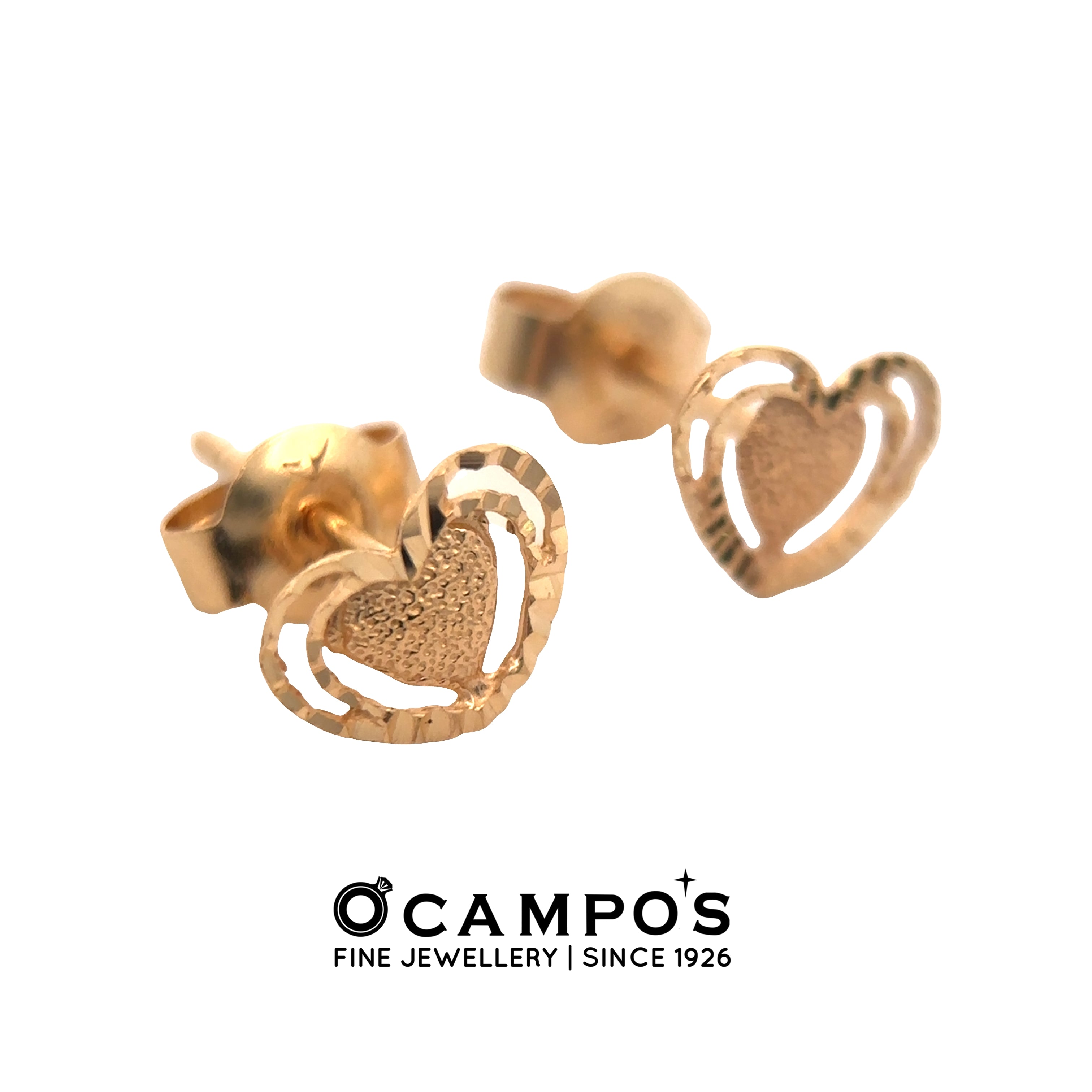 Isara 18 Karat Yellow Gold Stud Earring Heart Design