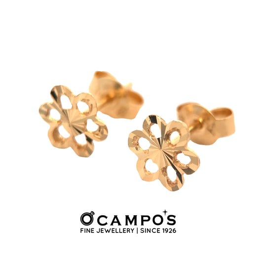 Dorelle 18 Karat Yellow Gold Stud Earring Flower Design