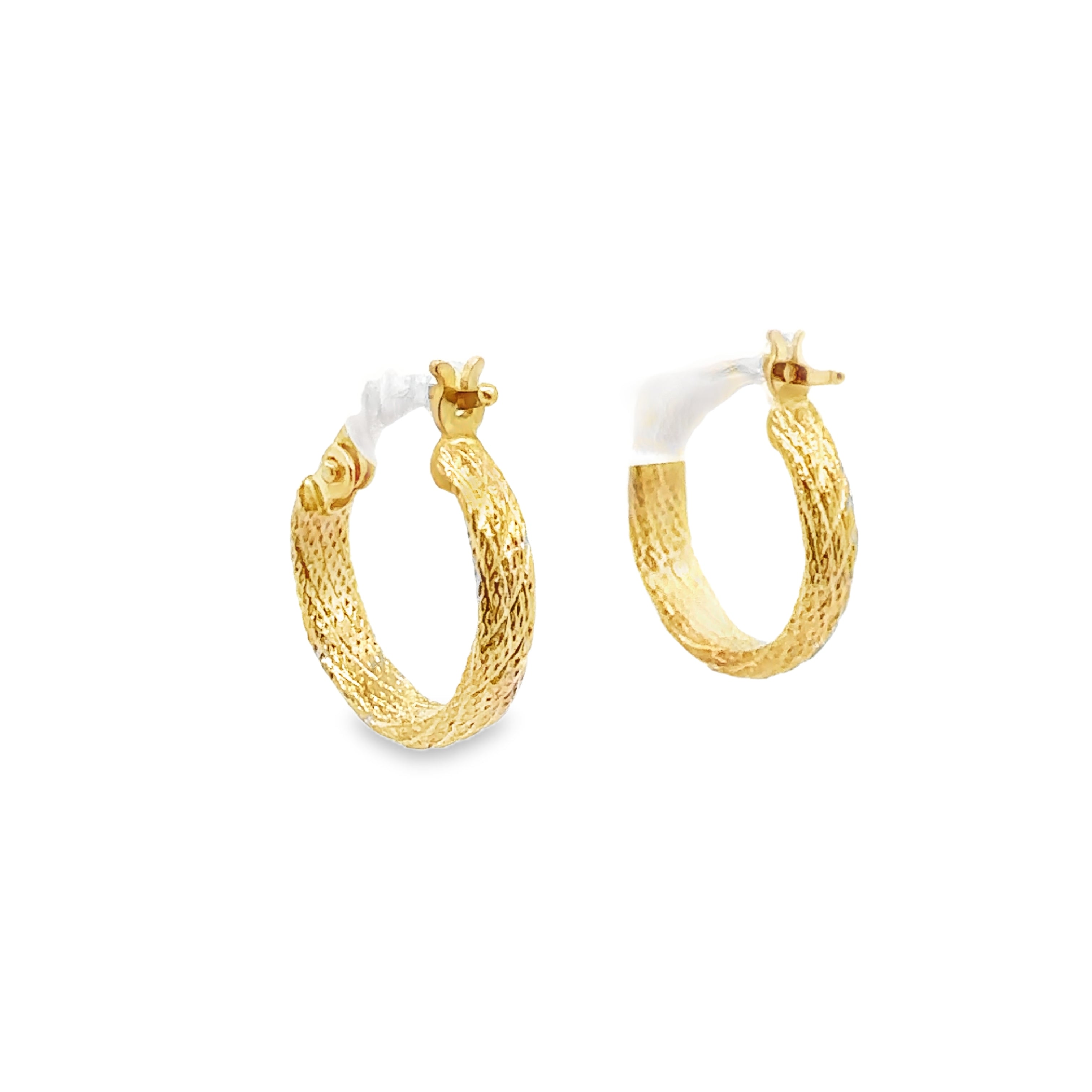 Avenne Yellow Gold  Loop Earring Diamond Cut