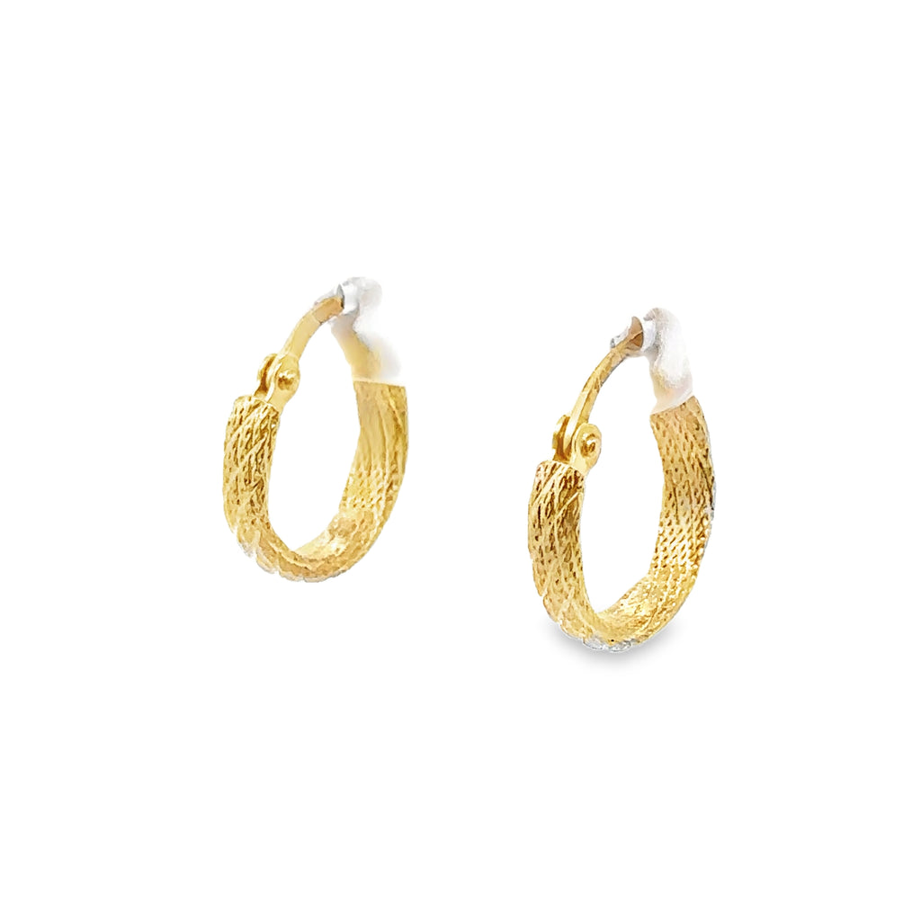 Avenne Yellow Gold  Loop Earring Diamond Cut