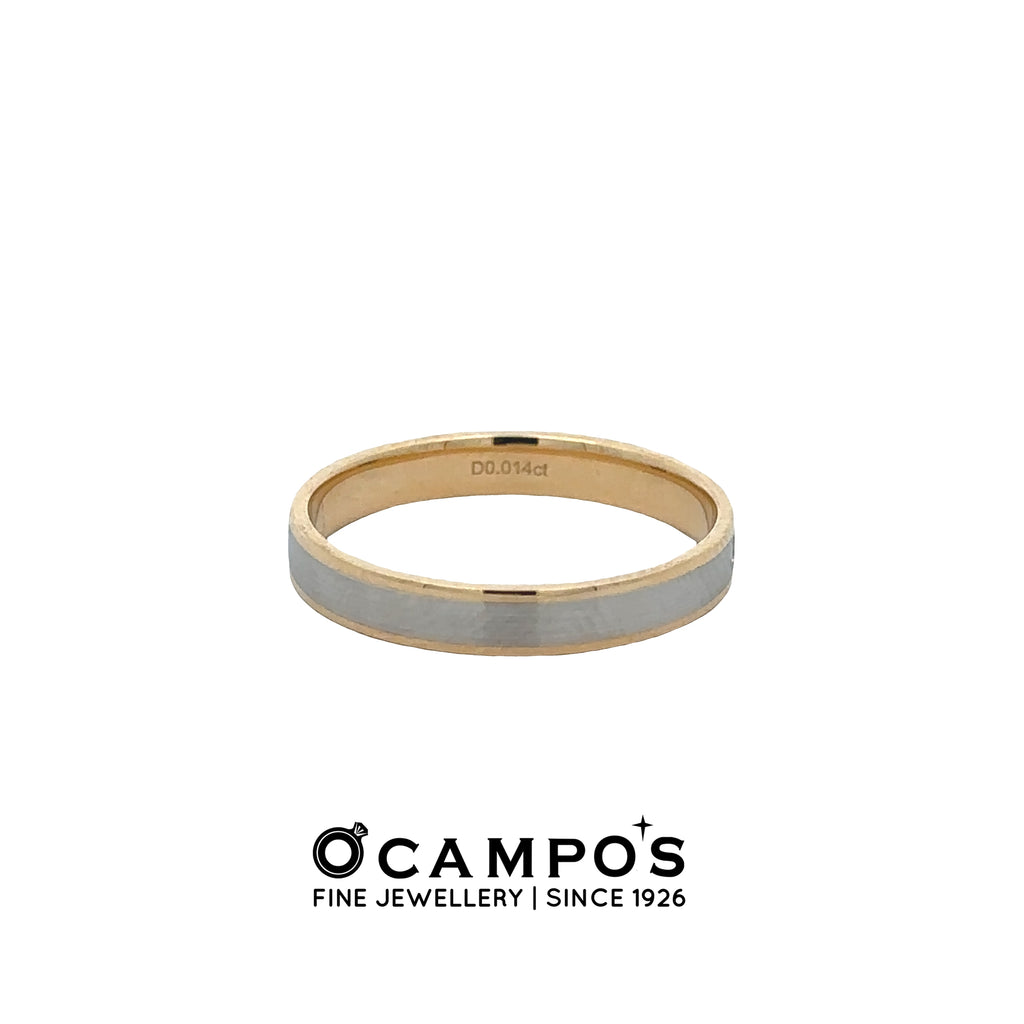 Maelia 18 Karat Yellow Gold Platinum Plain Ring .014 Carat Diamond S-8