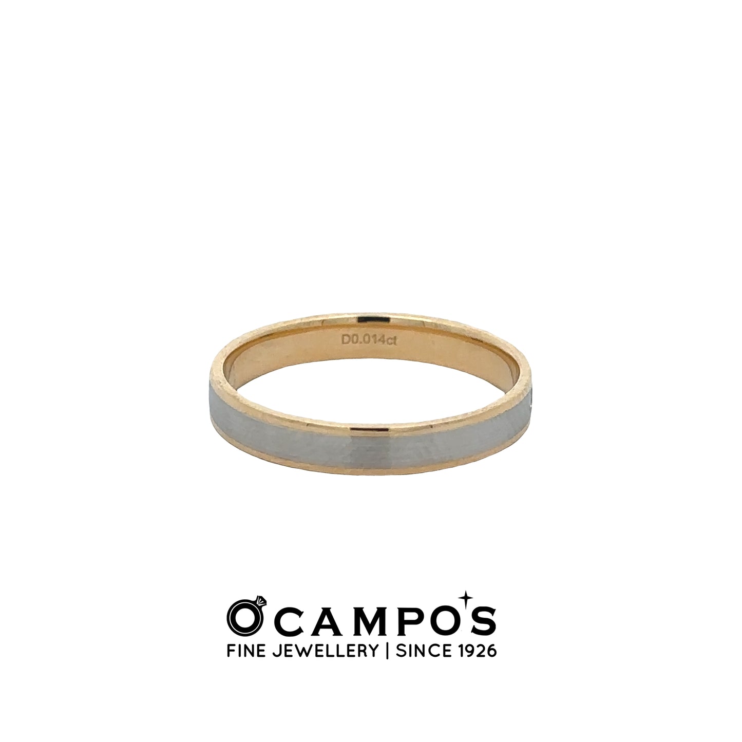 Maelia 18 Karat Yellow Gold Platinum Plain Ring .014 Carat Diamond S-8