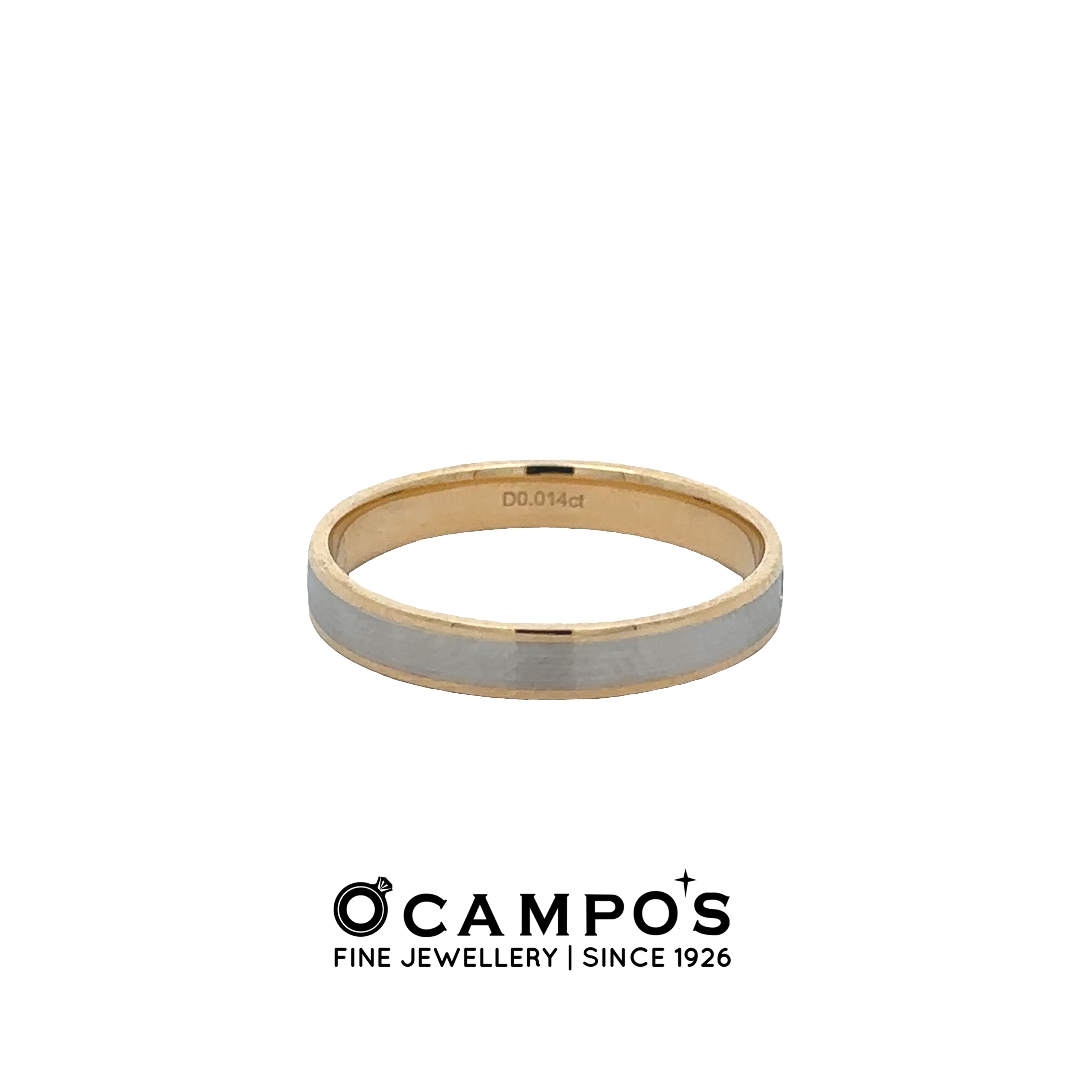 Maelia 18 Karat Yellow Gold Platinum Plain Ring .014 Carat Diamond S-8