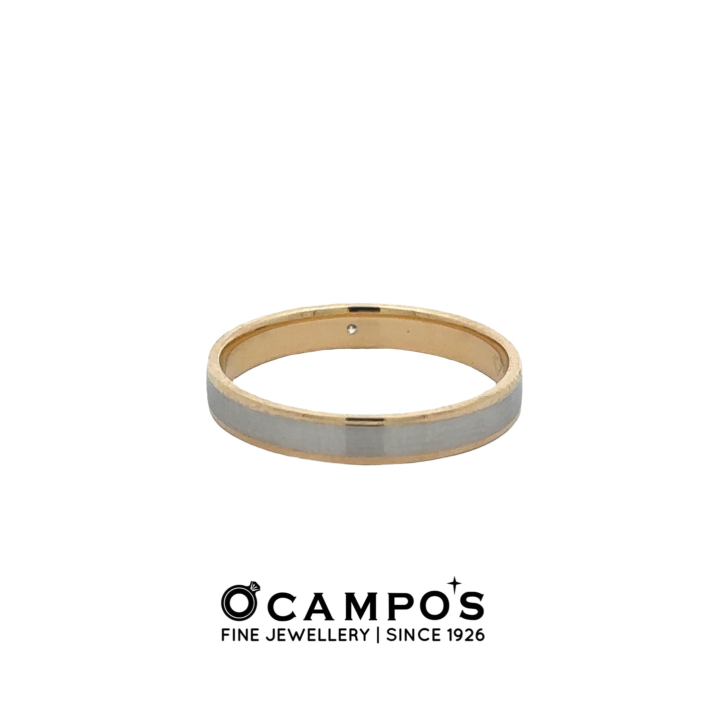 Maelia 18 Karat Yellow Gold Platinum Plain Ring .014 Carat Diamond S-8