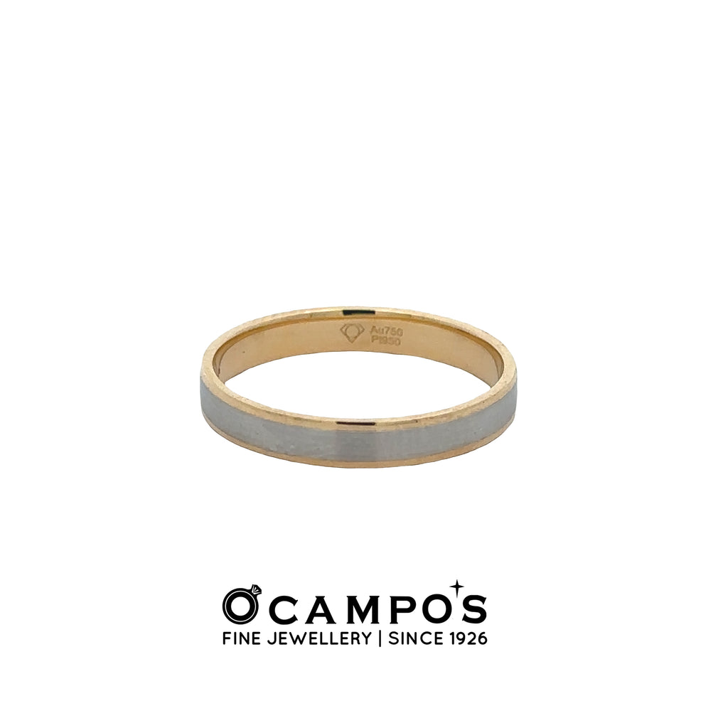 Maelia 18 Karat Yellow Gold Platinum Plain Ring .014 Carat Diamond S-8
