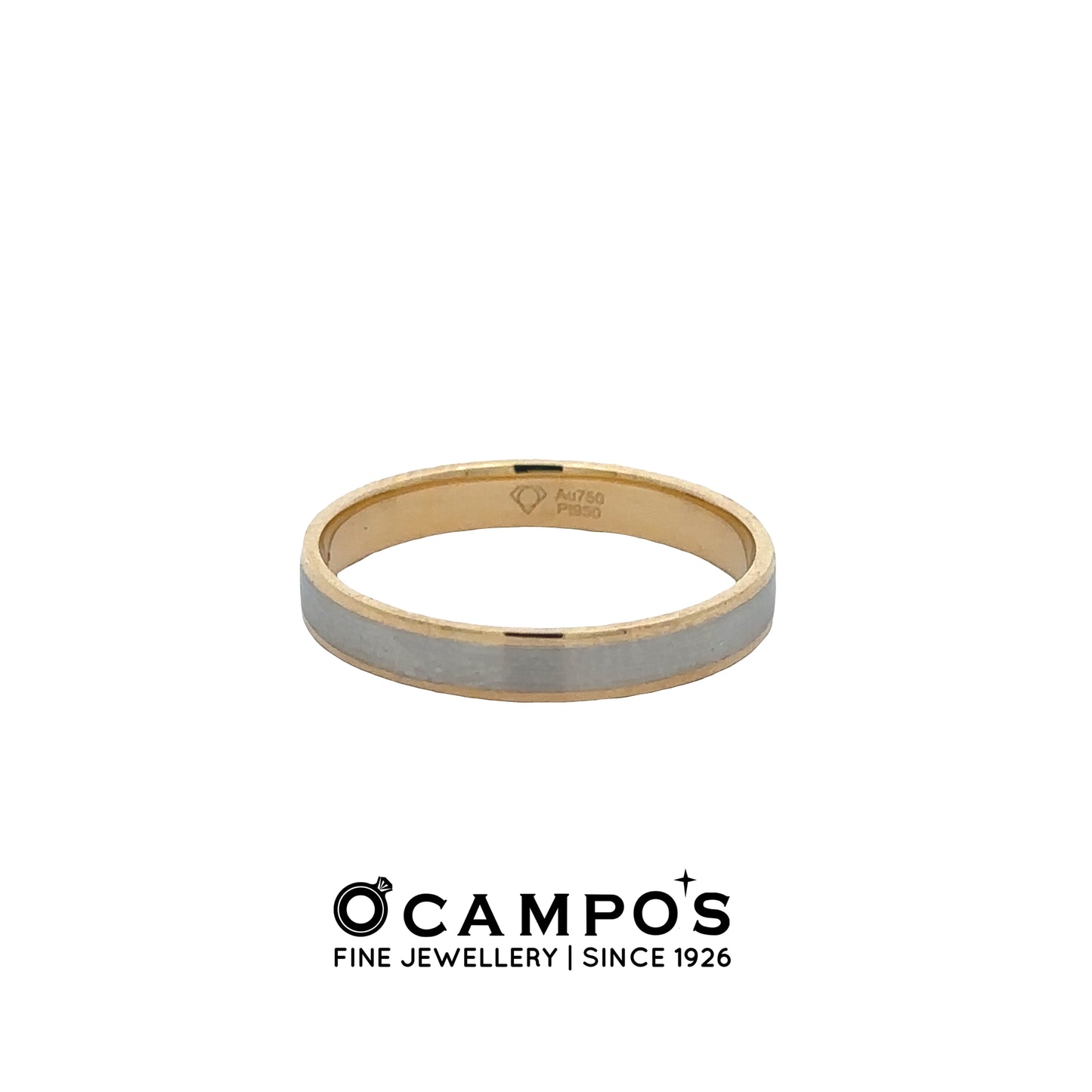 Maelia 18 Karat Yellow Gold Platinum Plain Ring .014 Carat Diamond S-8