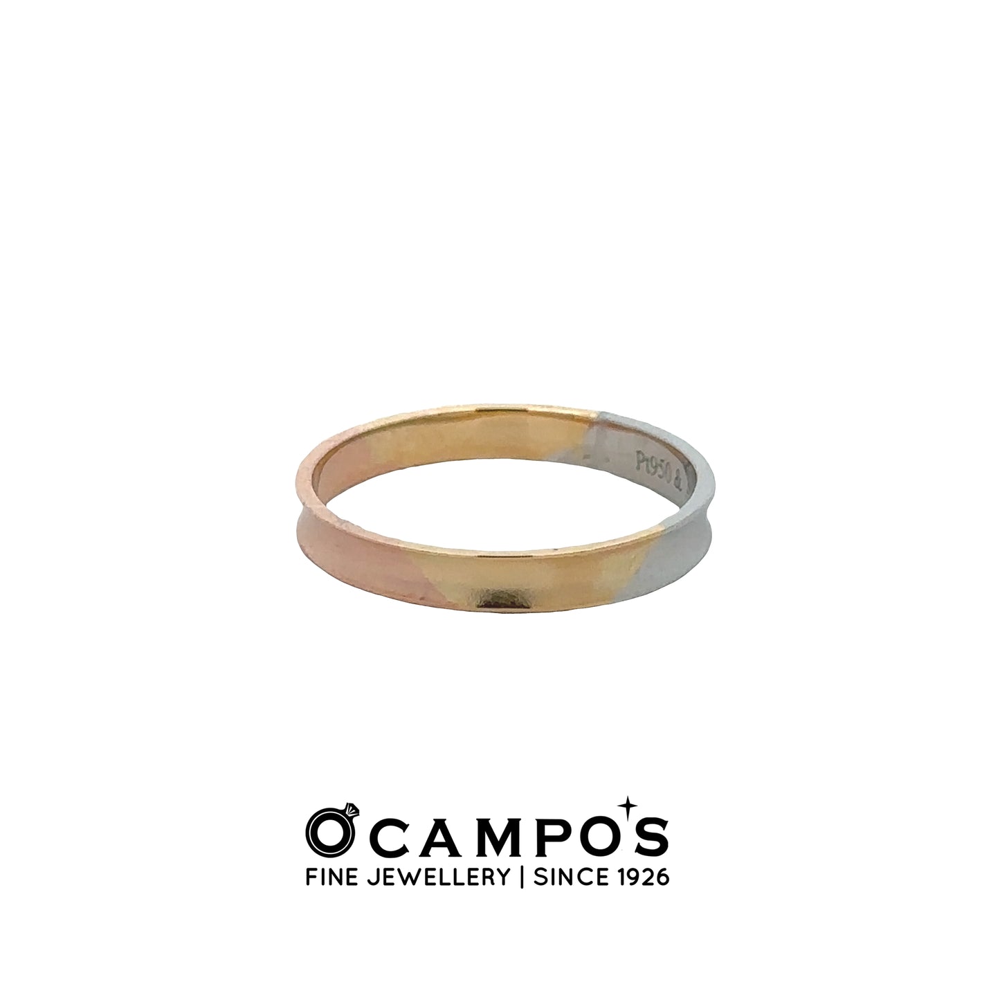 Meliora 18 Karat 3 Tone Platinum Wedding Ring S-6