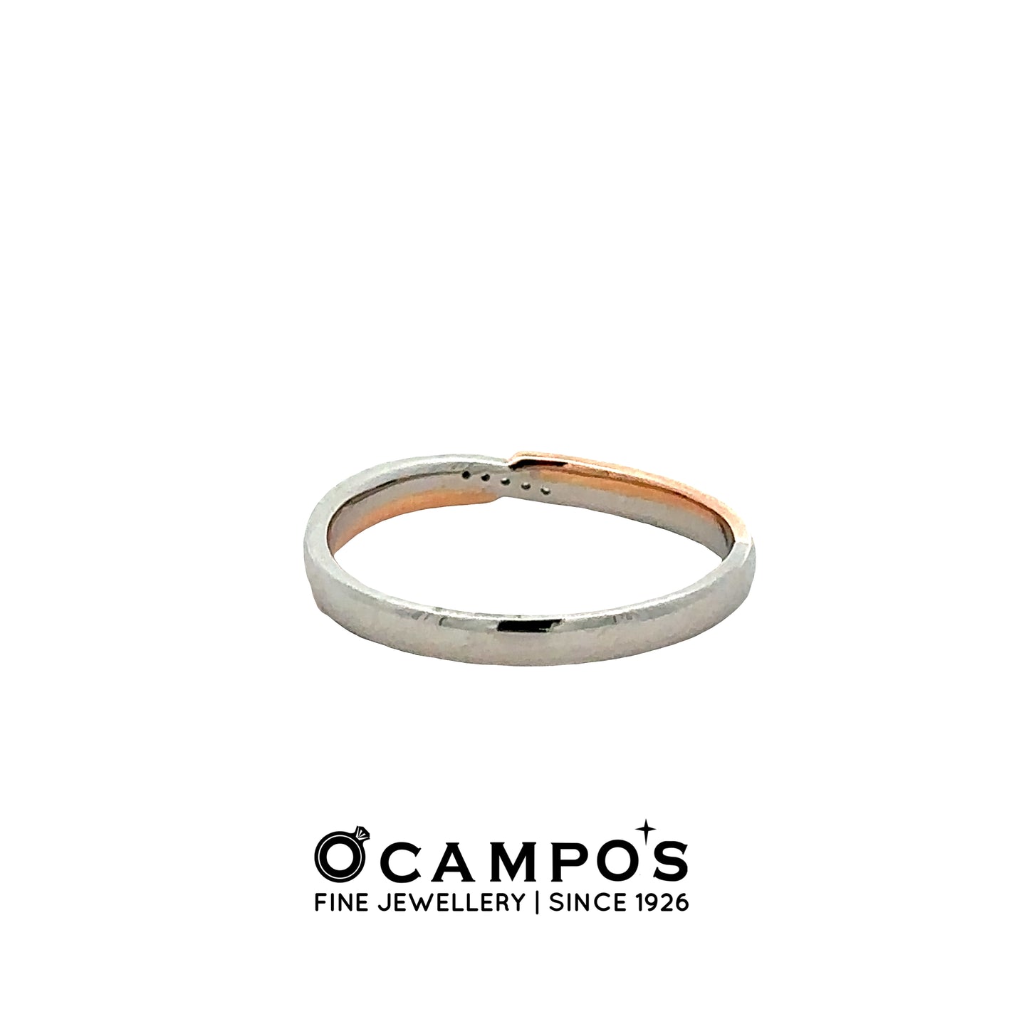 Cassara 2 Tone Platinum Wedding Ring .017 Carat Diamond S-6