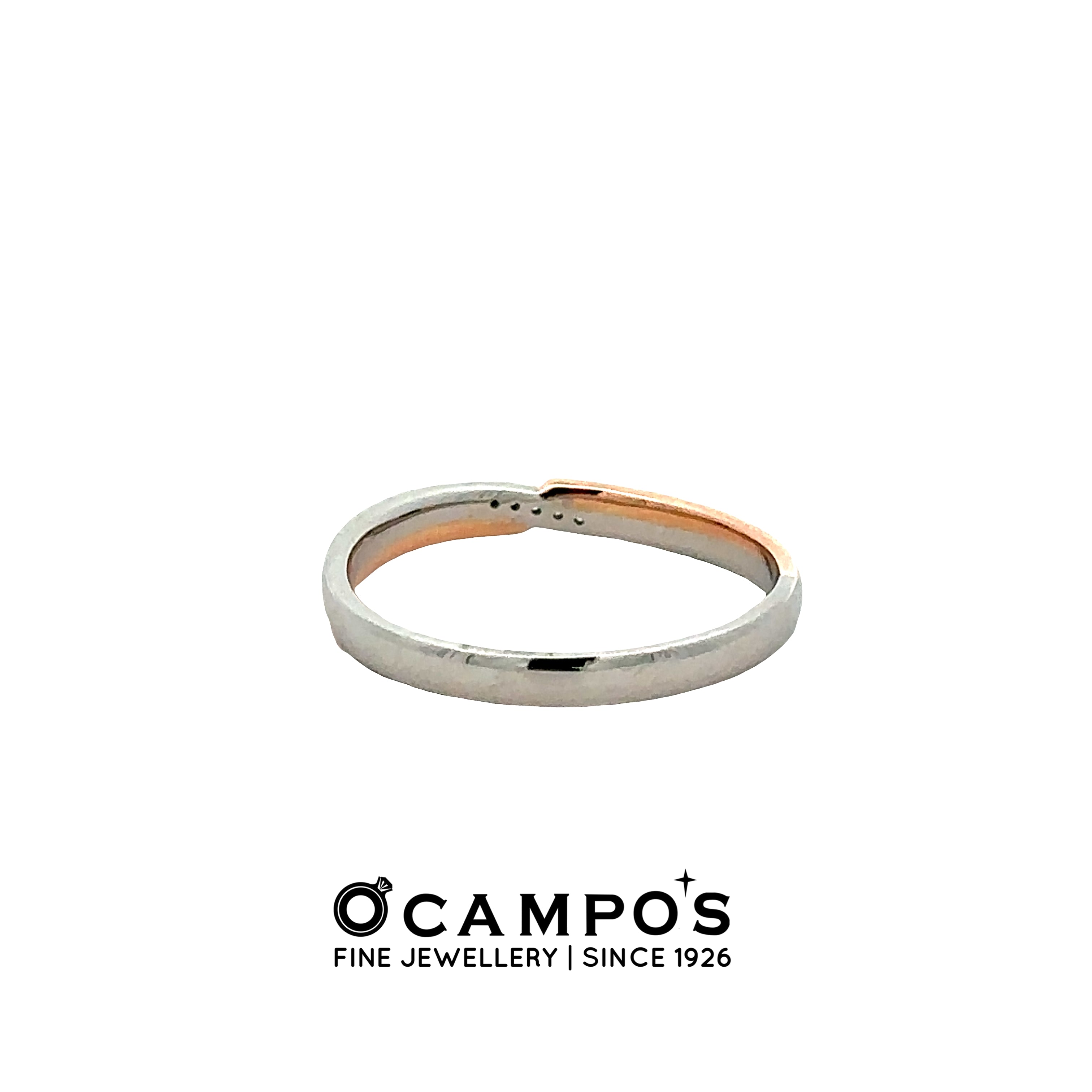 Cassara 2 Tone Platinum Wedding Ring .017 Carat Diamond S-6