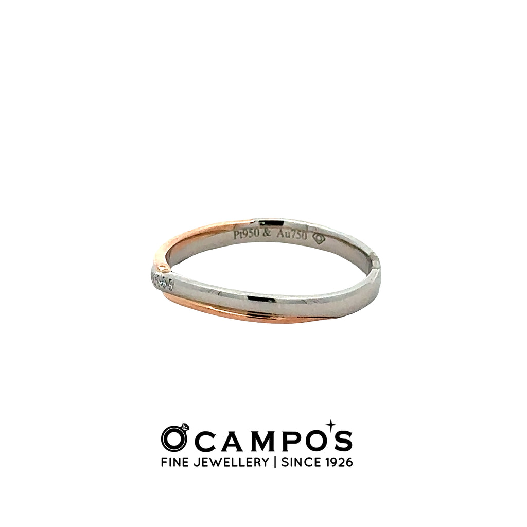 Cassara 2 Tone Platinum Wedding Ring .017 Carat Diamond S-6
