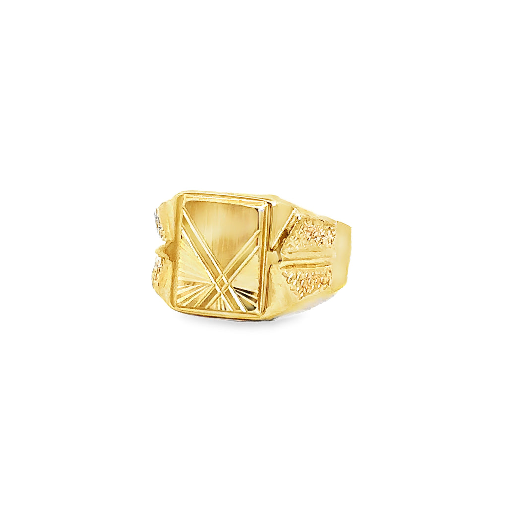 Meriselle Yellow Gold Mens Ring X Lines