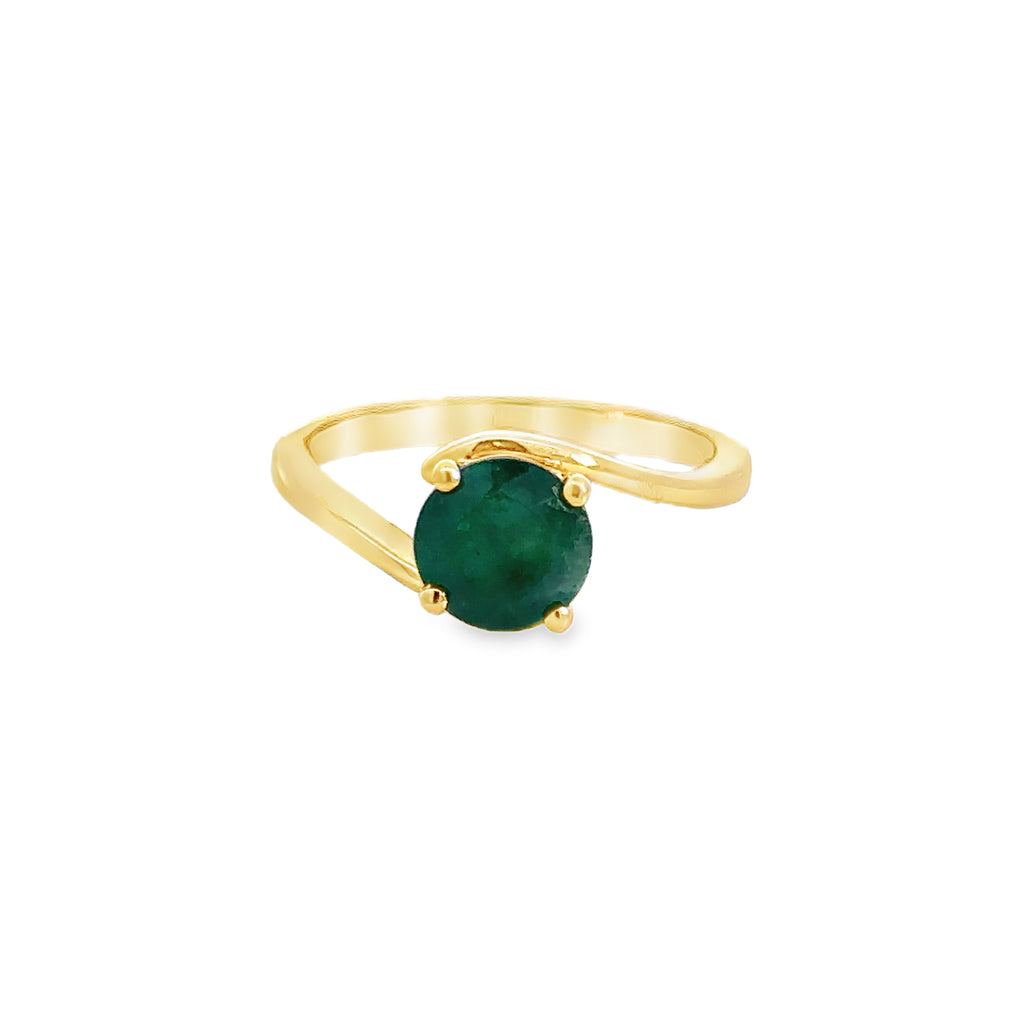 Elynthe Yellow Gold Twisted Ring Emerald