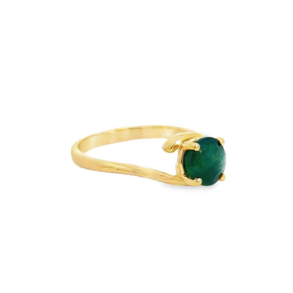 Elynthe Yellow Gold Twisted Ring Emerald