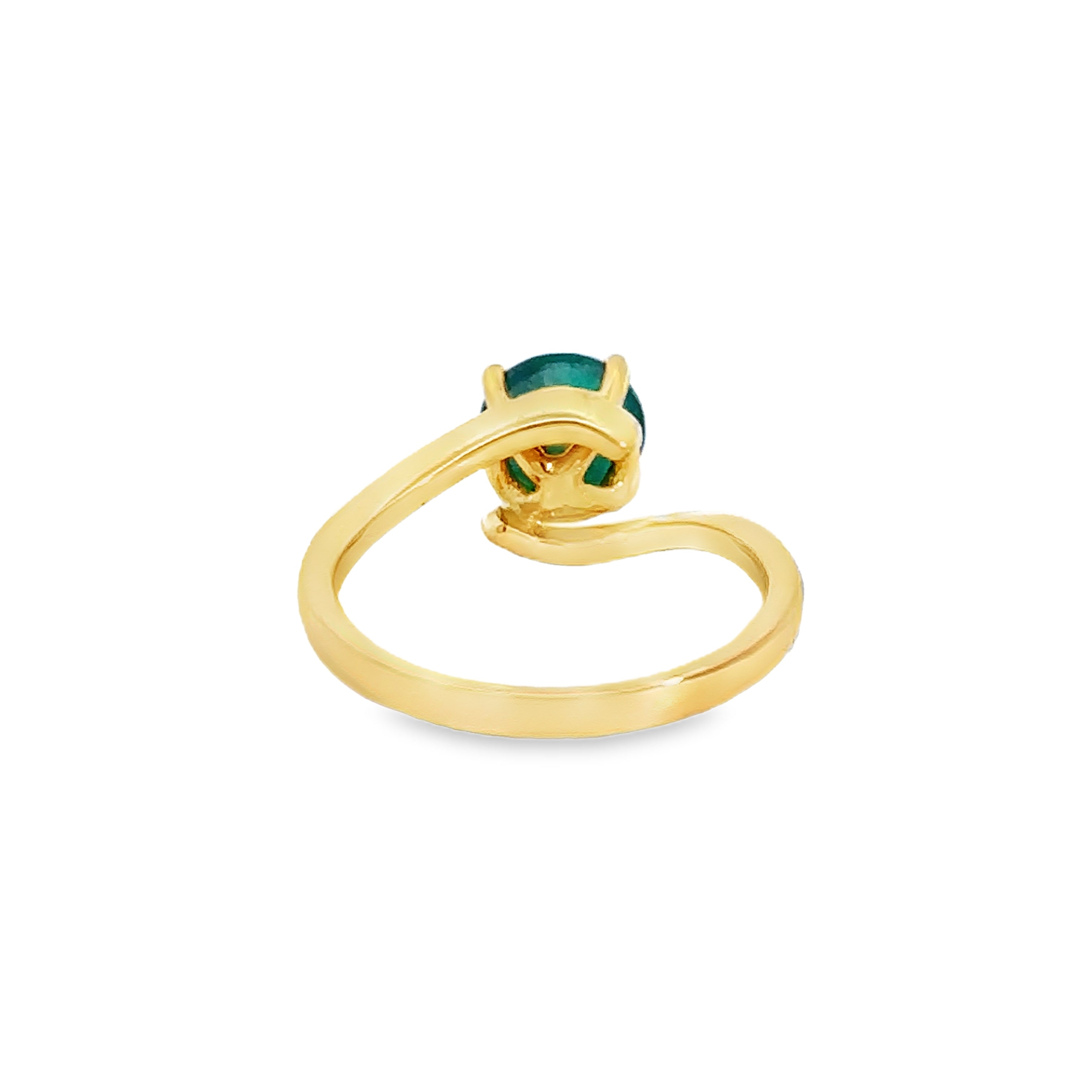 Elynthe Yellow Gold Twisted Ring Emerald