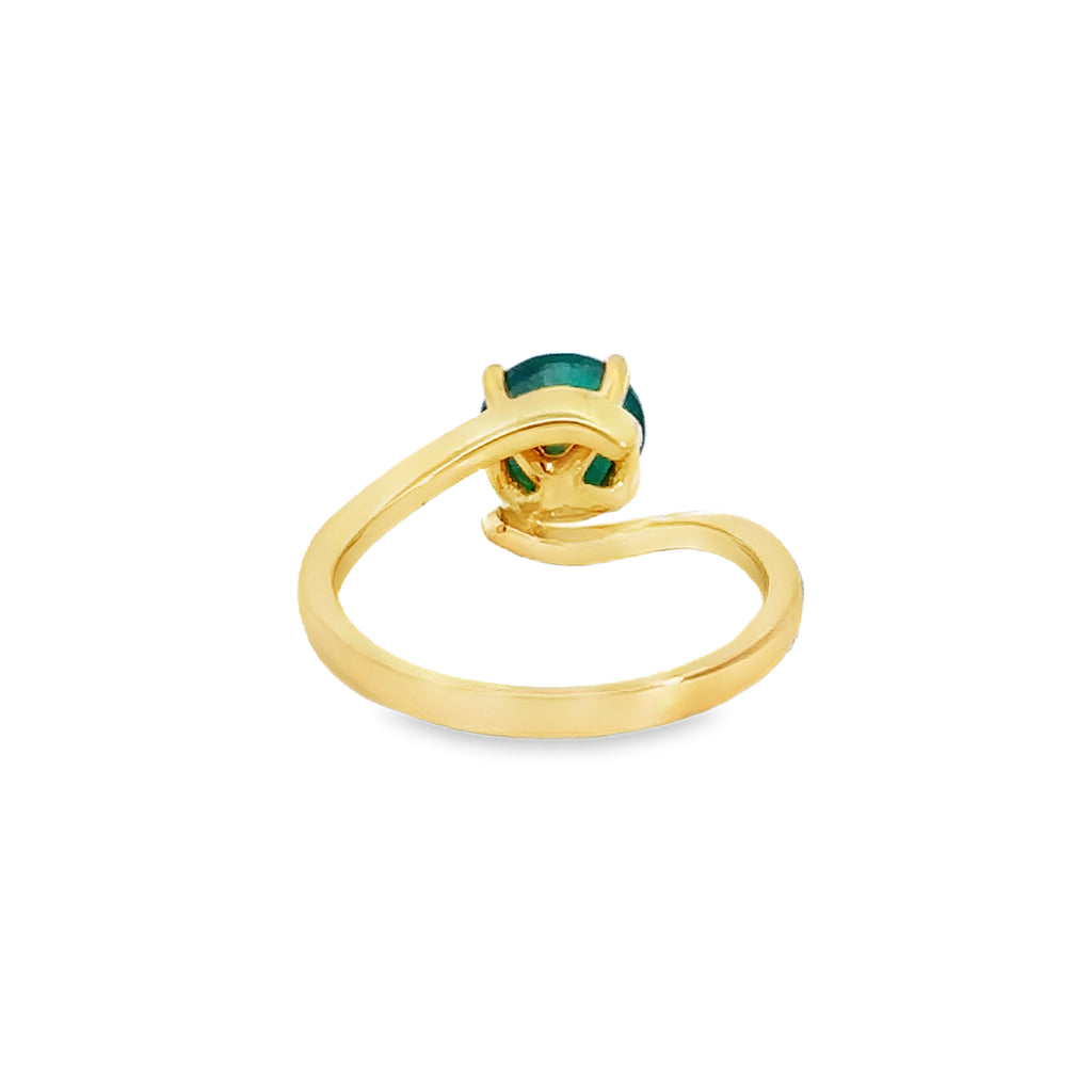 Elynthe Yellow Gold Twisted Ring Emerald