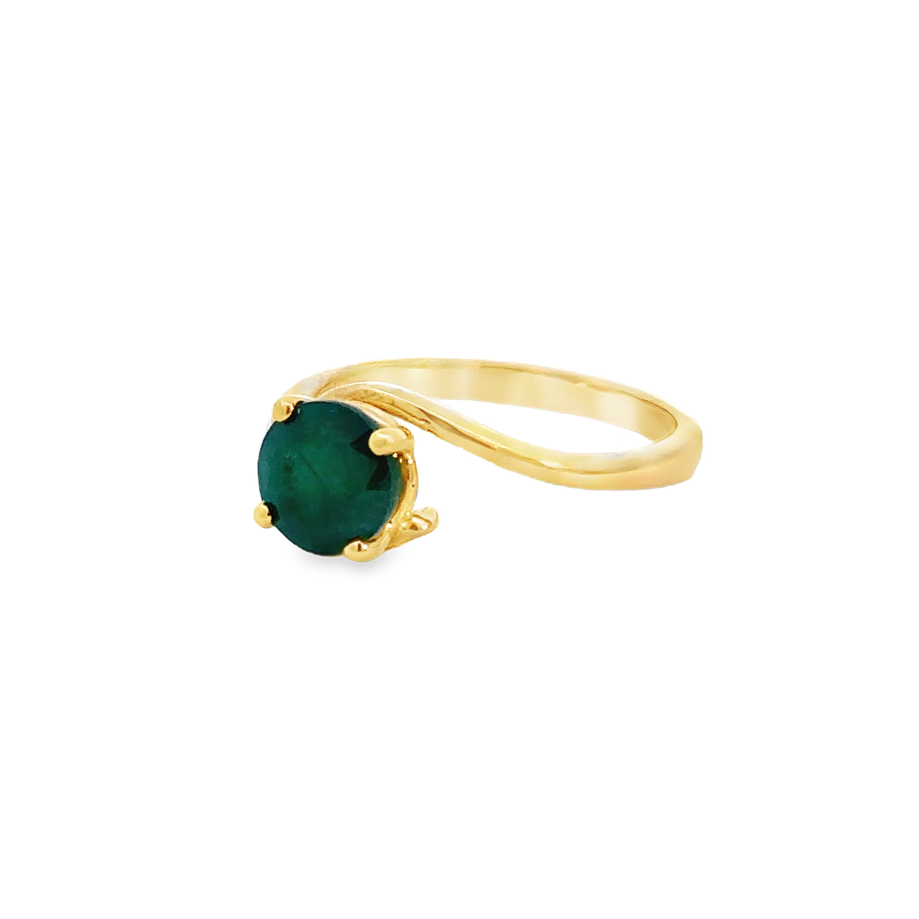 Elynthe Yellow Gold Twisted Ring Emerald