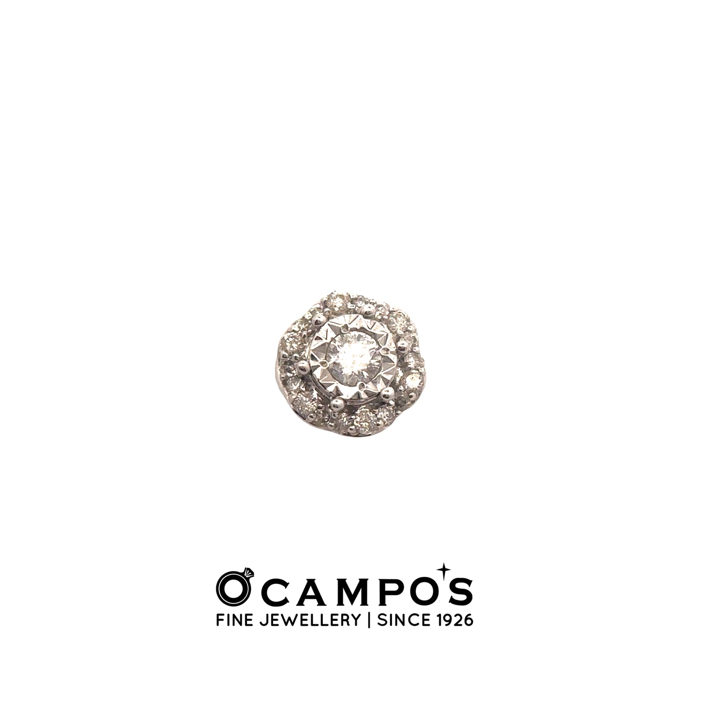 Zeneira 18 Karat White Gold Pendant Flower Design .12 Carat Diamond