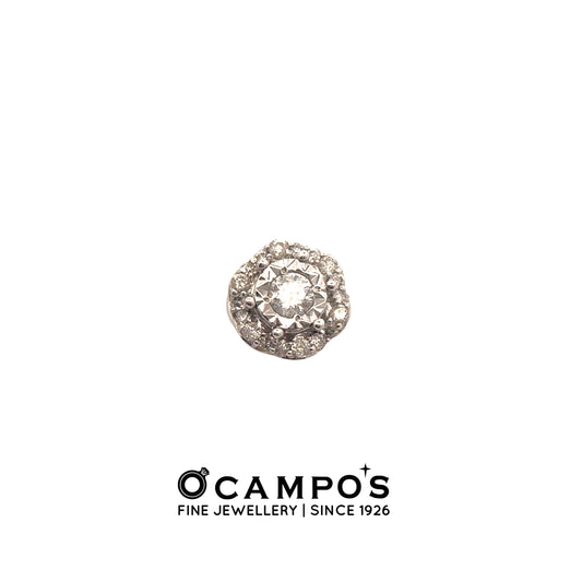 Zeneira 18 Karat White Gold Pendant Flower Design .12 Carat Diamond