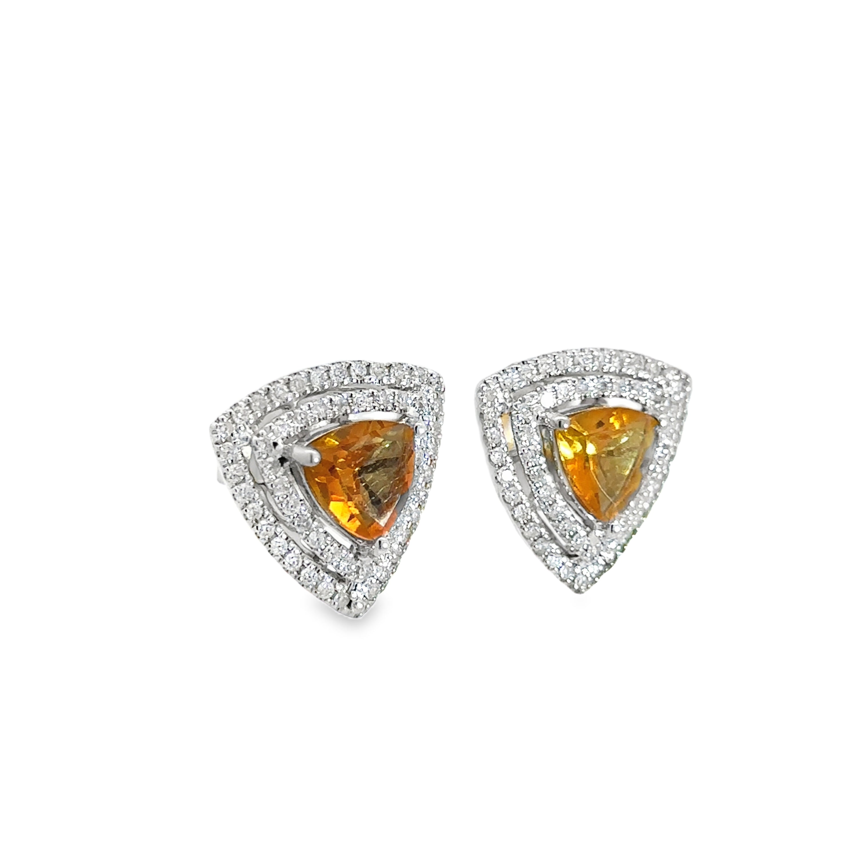 Zarevia White Gold 2 Citrine Stones Earrings