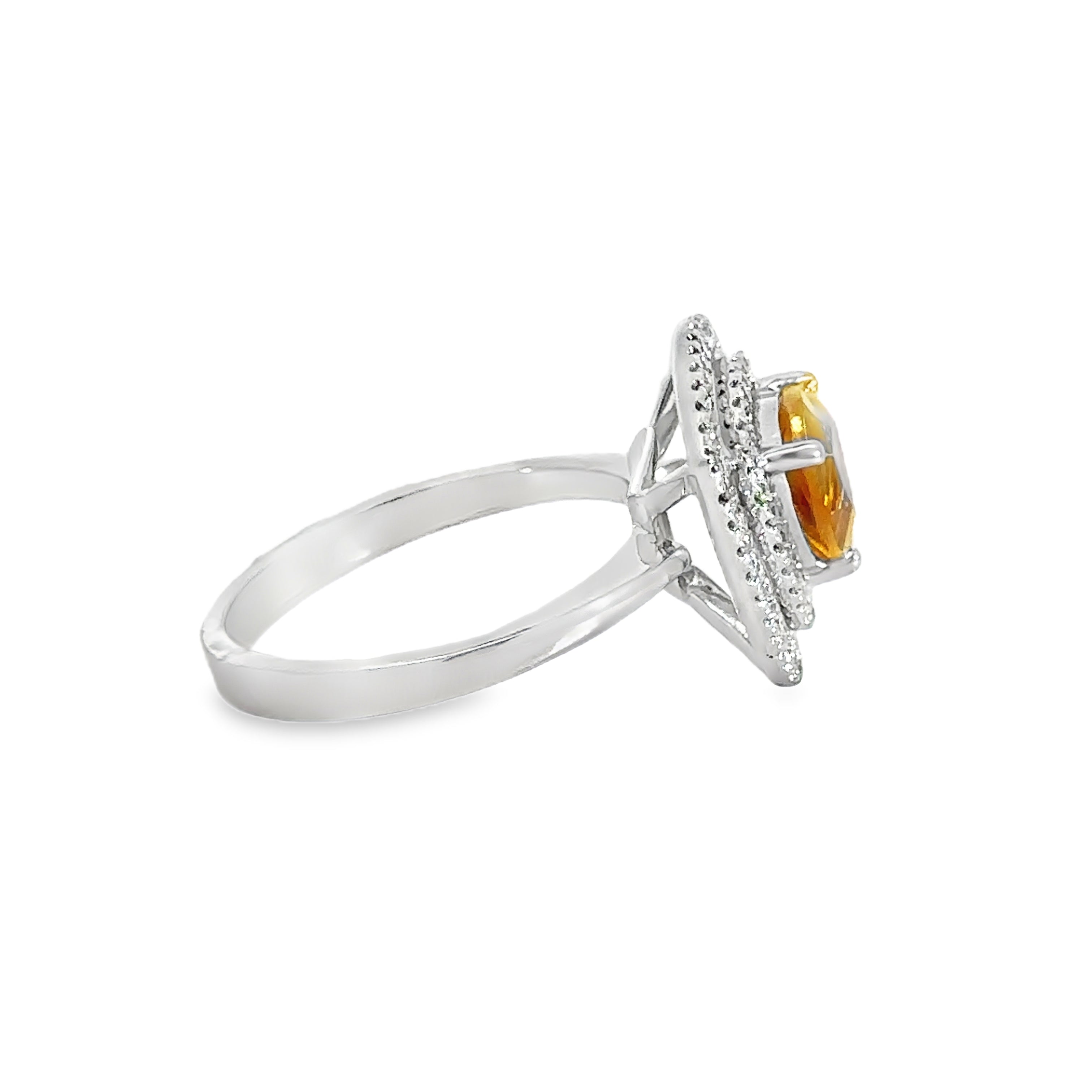 Rivonelle White Gold Citrine Heart-shaped Ring