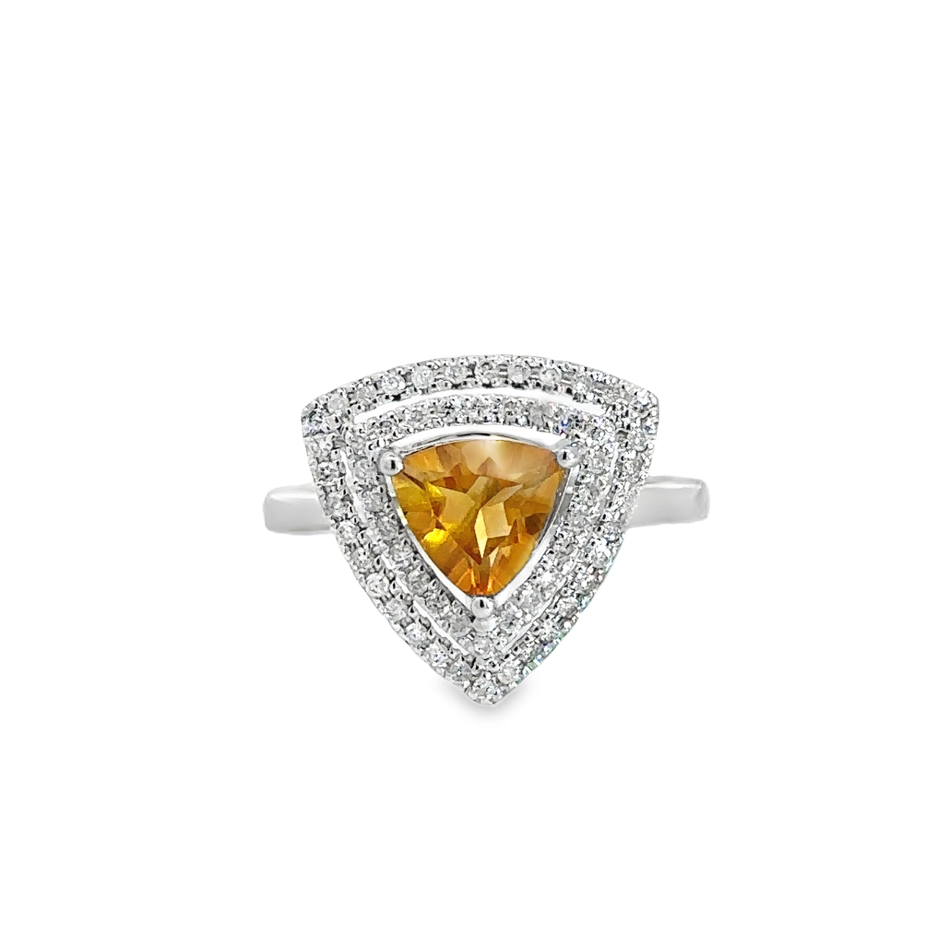 Rivonelle White Gold Citrine Heart-shaped Ring