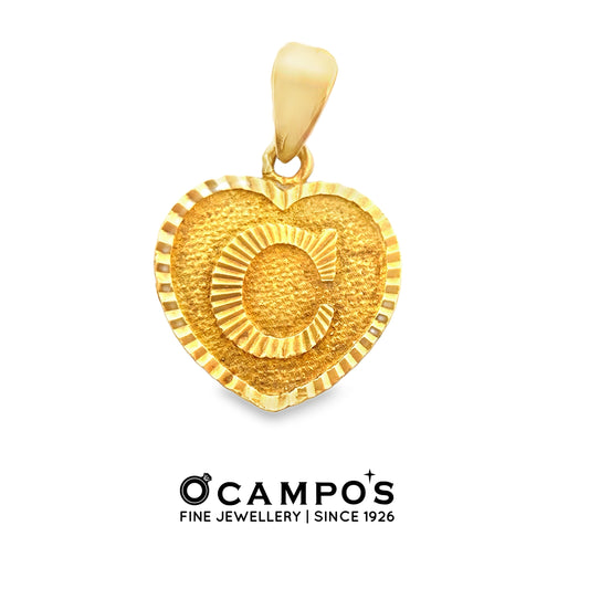 Bellara 18 Karat Yellow Gold Heart Pendant with Initial Letter C