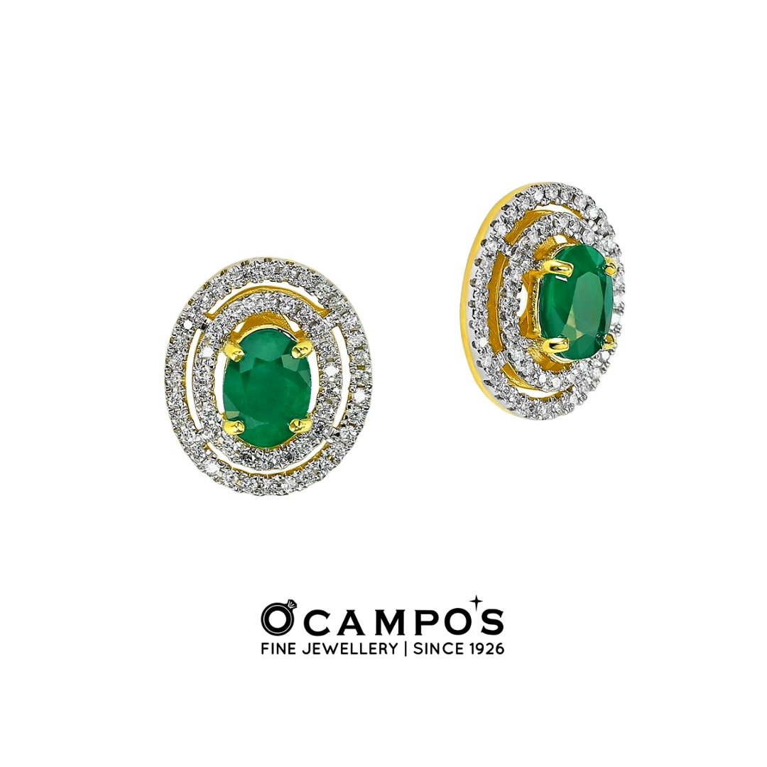 Emerald Celeste Earrings - Yellow Gold