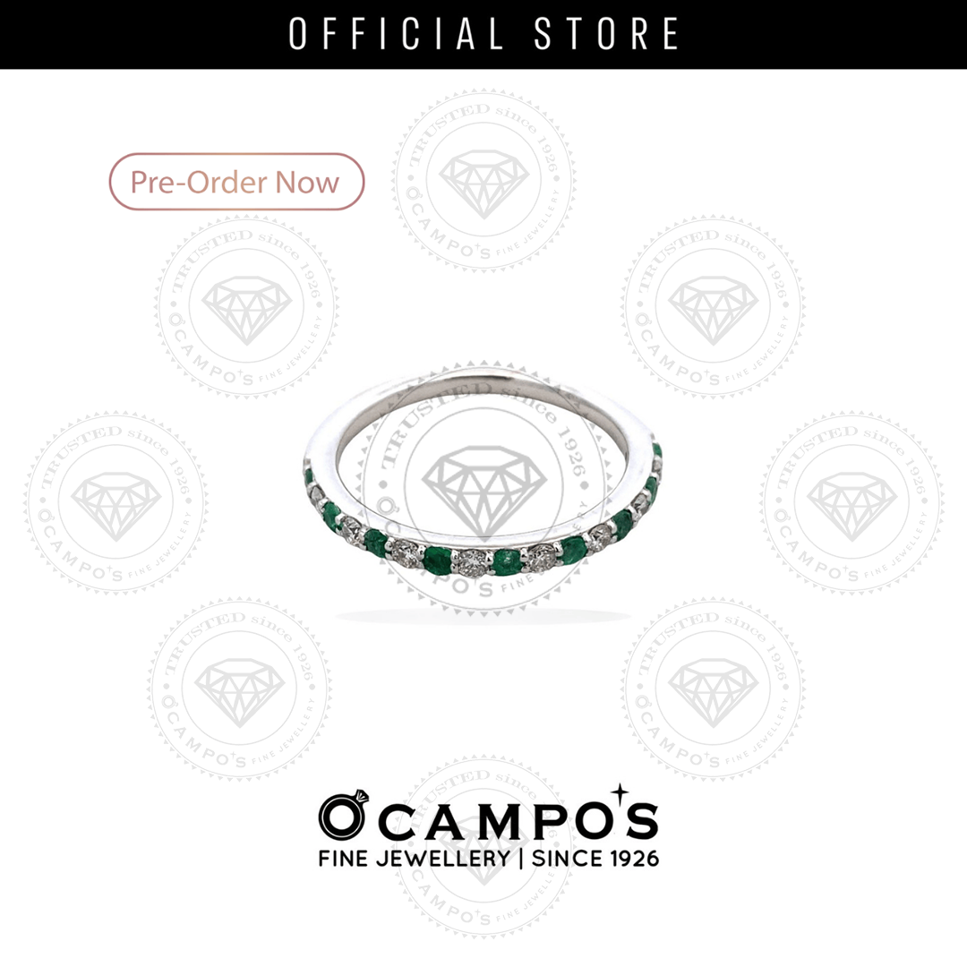 FIORA HALF ETERNITY EMERALD RING 18KARAT