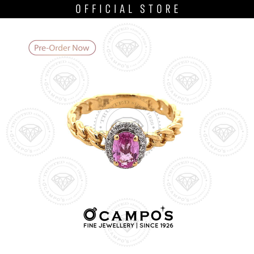 FLORA RING 18KARAT YELLOW GOLD PINK STONE