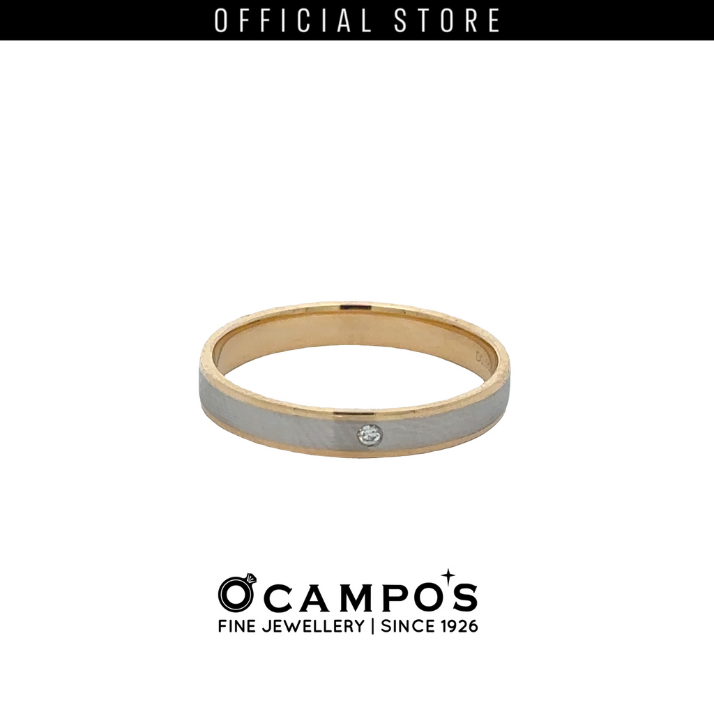Maelia 18 Karat Yellow Gold Platinum Plain Ring .014 Carat Diamond S-8