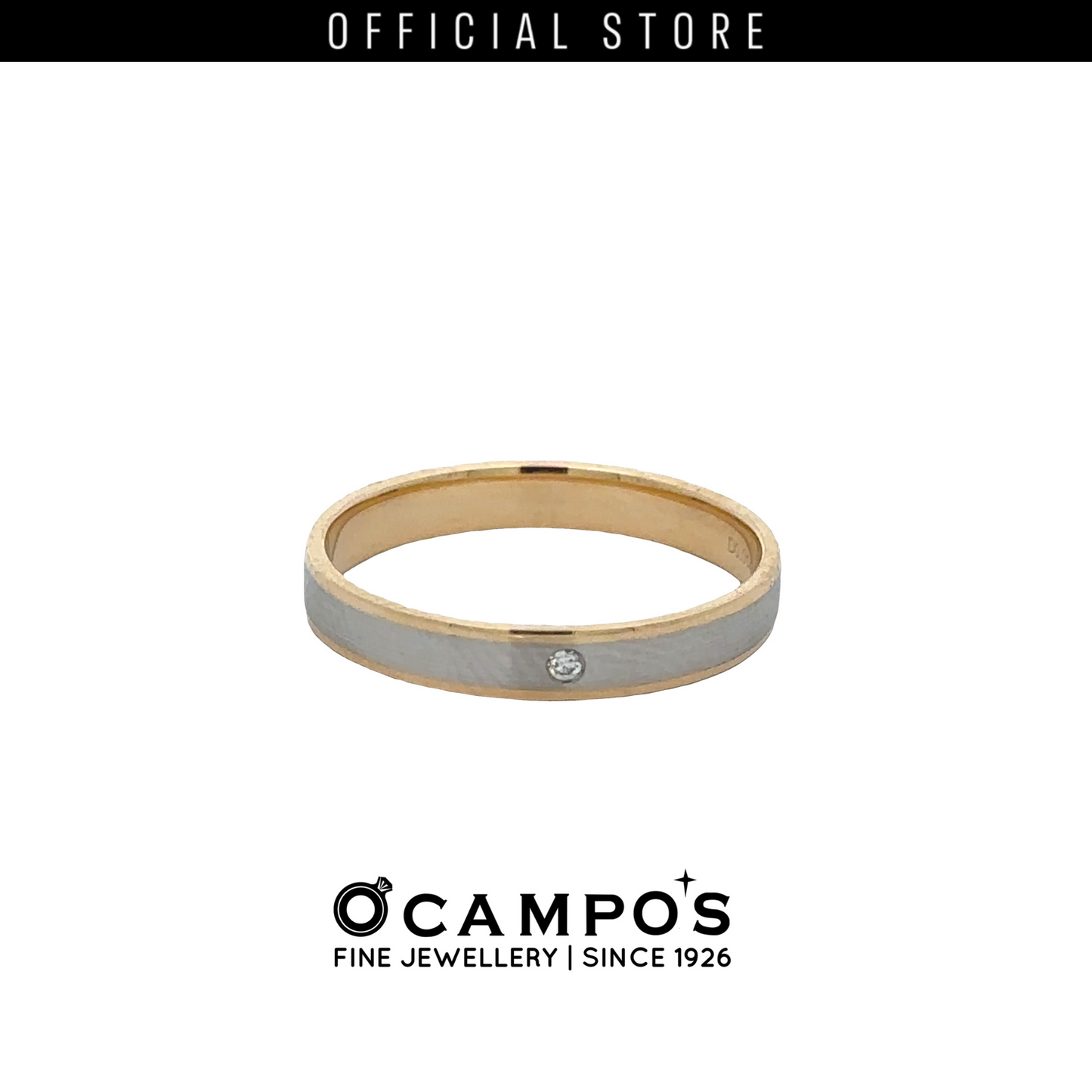 Maelia 18 Karat Yellow Gold Platinum Plain Ring .014 Carat Diamond S-8