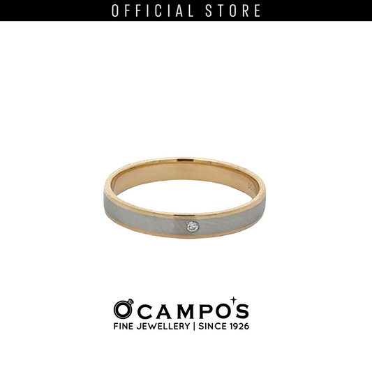 Maelia 18 Karat Yellow Gold Platinum Plain Ring .014 Carat Diamond S-8