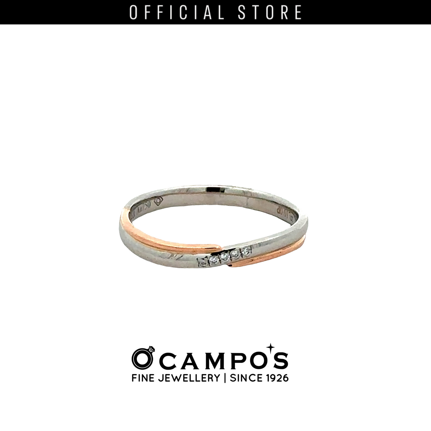 Cassara 2 Tone Platinum Wedding Ring .017 Carat Diamond S-6