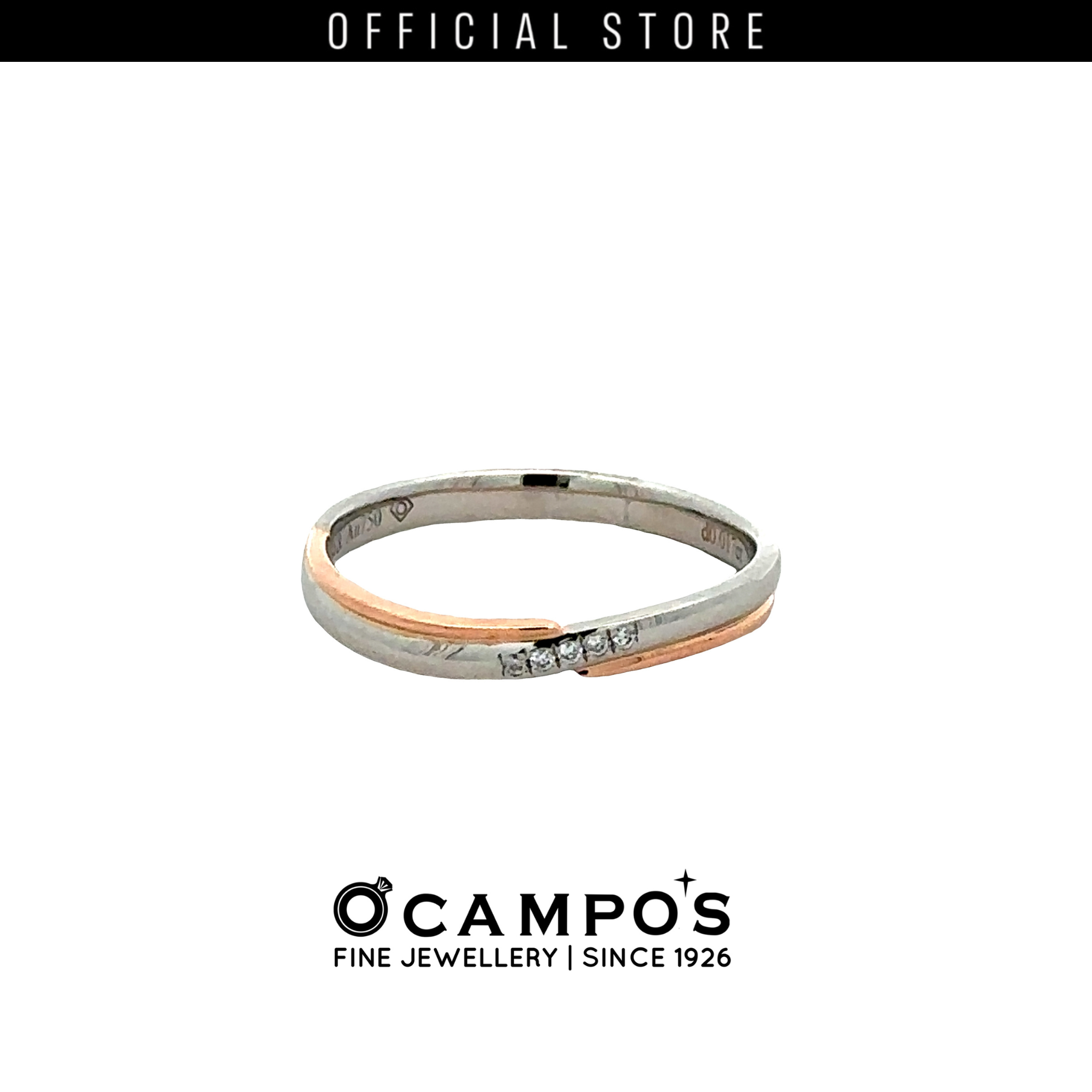 Cassara 2 Tone Platinum Wedding Ring .017 Carat Diamond S-6