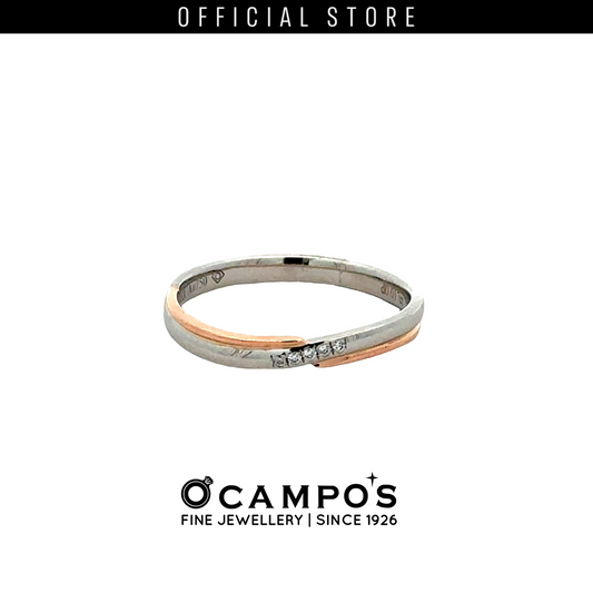 Cassara 2 Tone Platinum Wedding Ring .017 Carat Diamond S-6